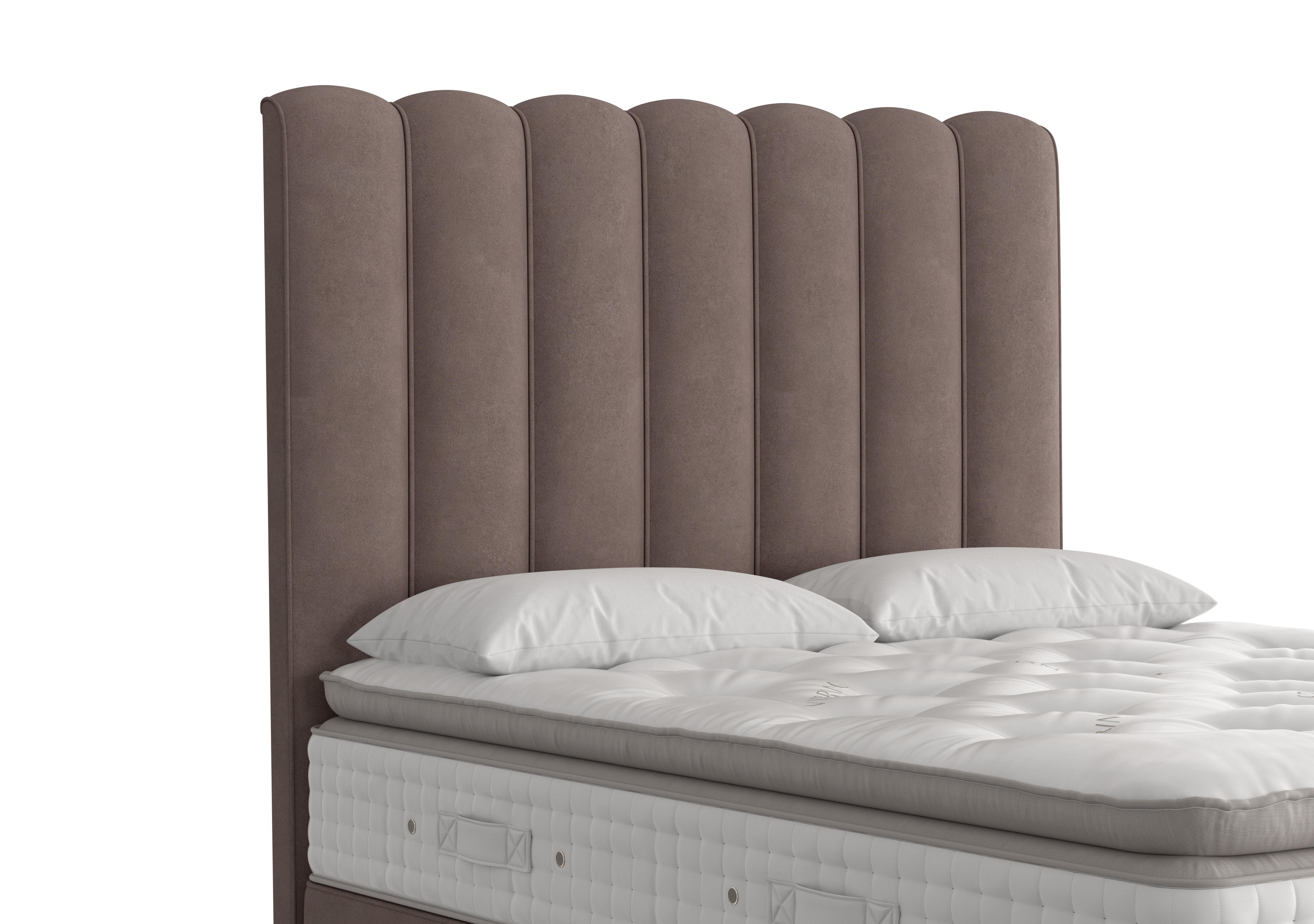 Highclere Floor Standing Headboard in 407 Faux Suede Mocha on Furniture Village