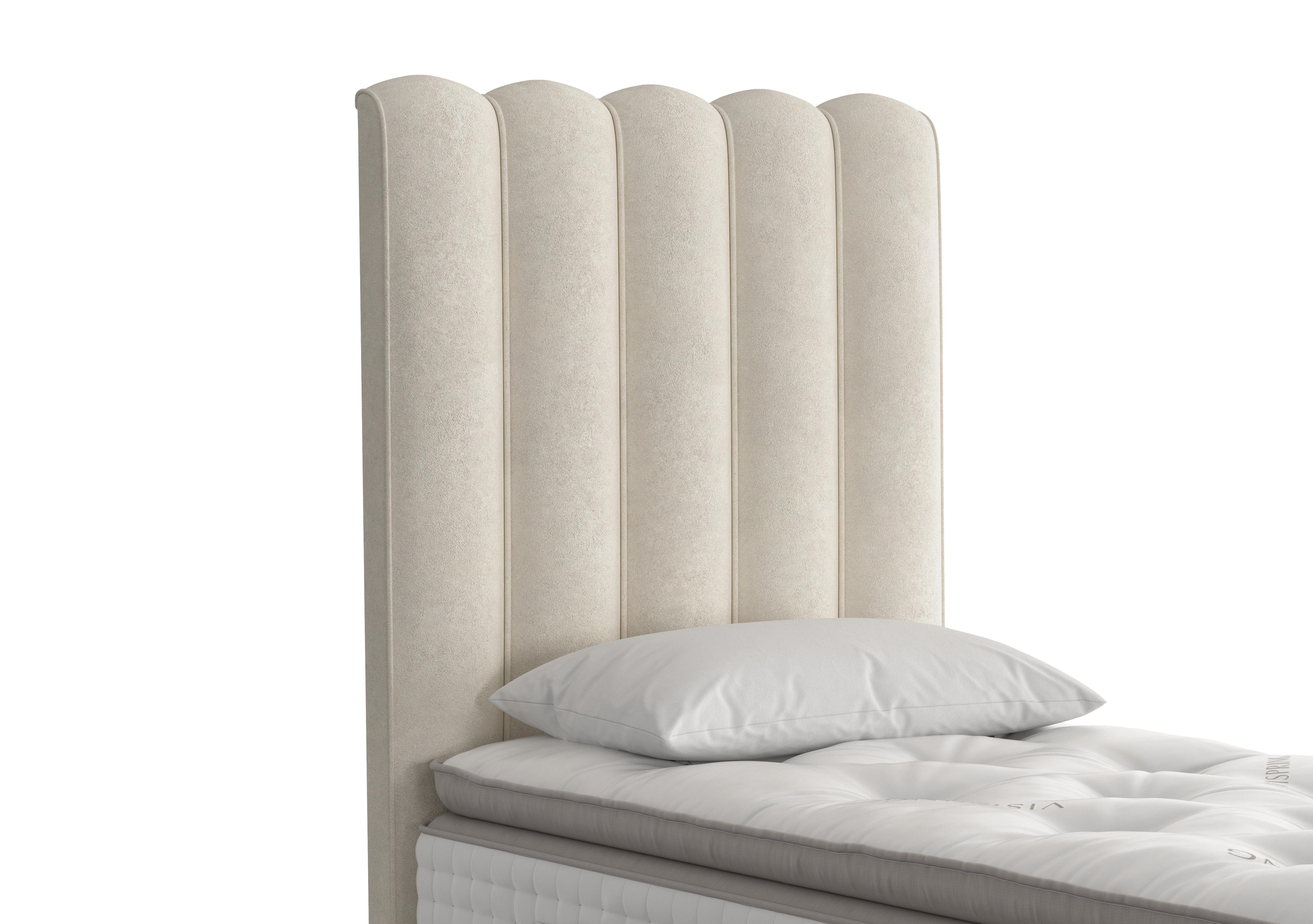 Highclere Floor Standing Headboard in 409 Faux Suede Champagne on Furniture Village