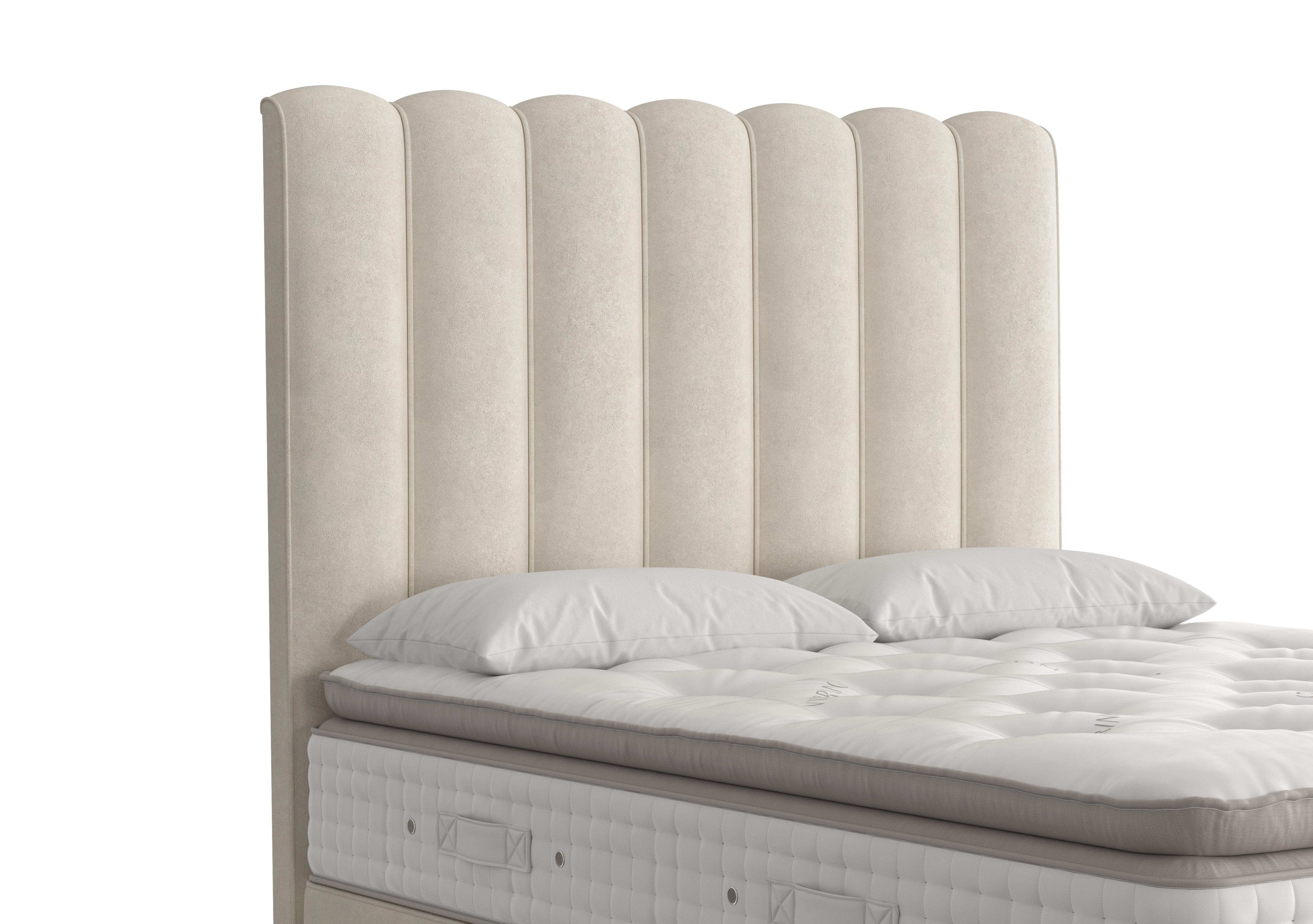 Highclere Floor Standing Headboard in 409 Faux Suede Champagne on Furniture Village