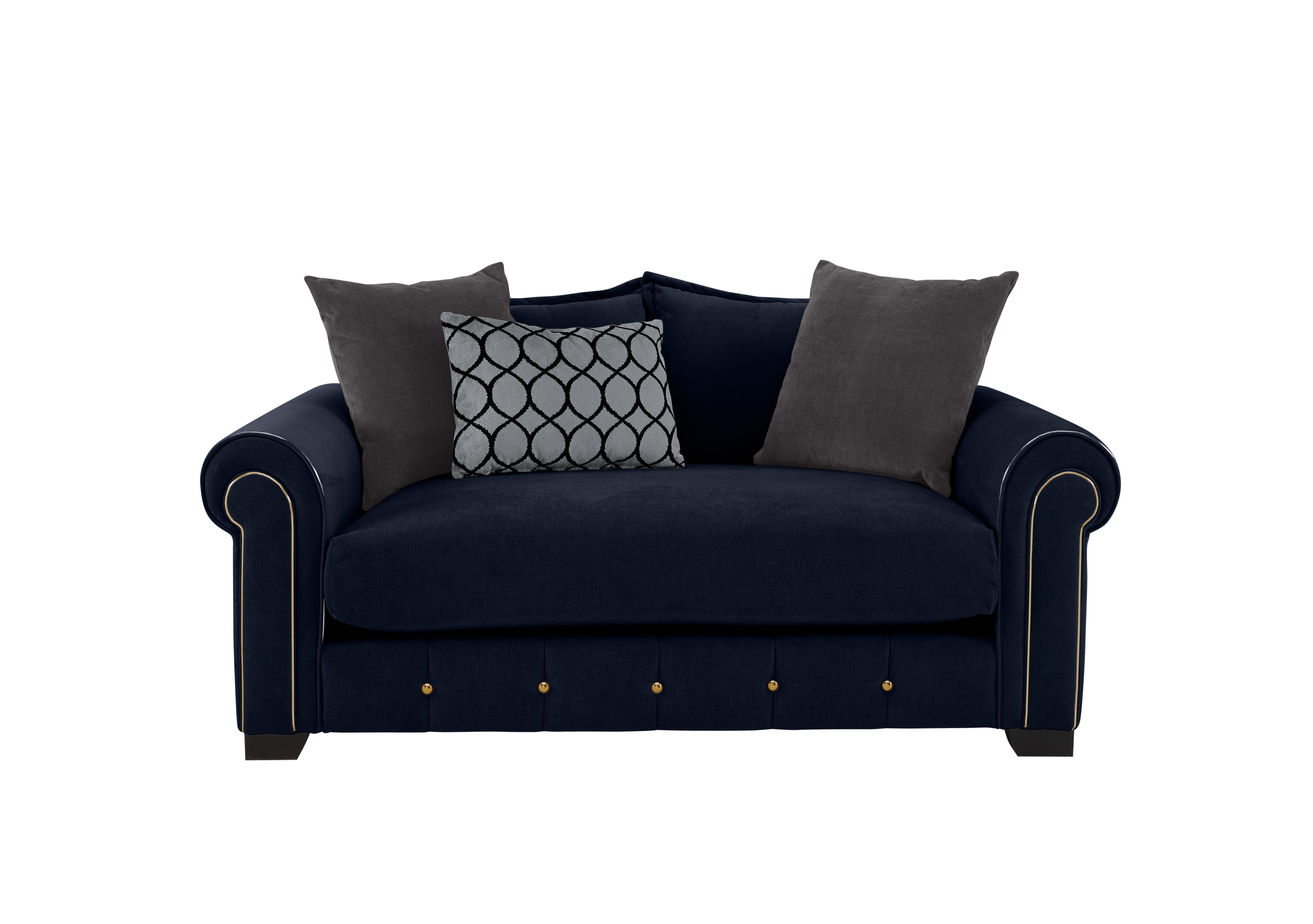 Sumptuous 2 Seater Fabric Sofa in Chamonix Navy Dk/Gold on Furniture Village