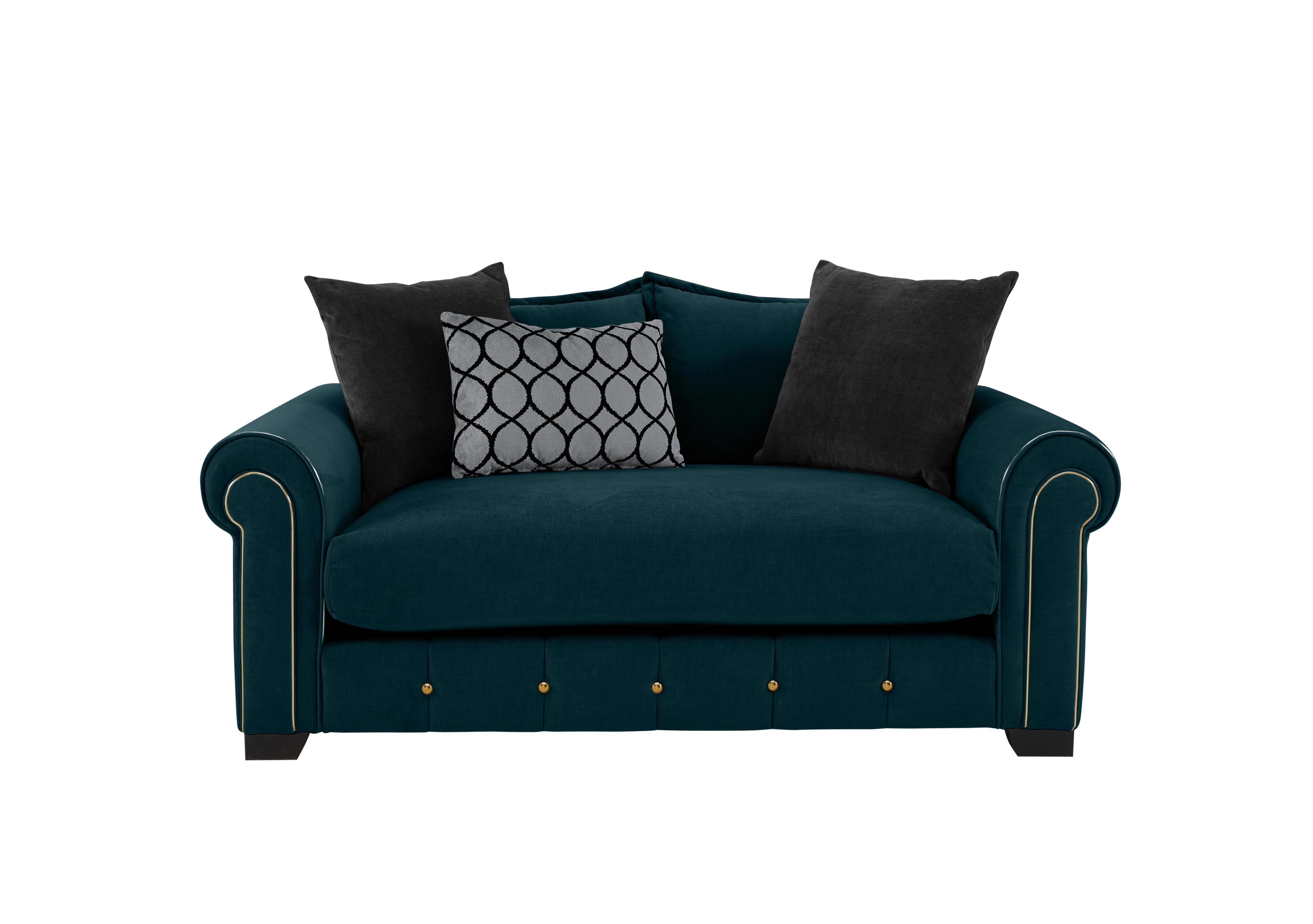Sumptuous 2 Seater Fabric Sofa in Chamonix Teal Dk/Gold on Furniture Village