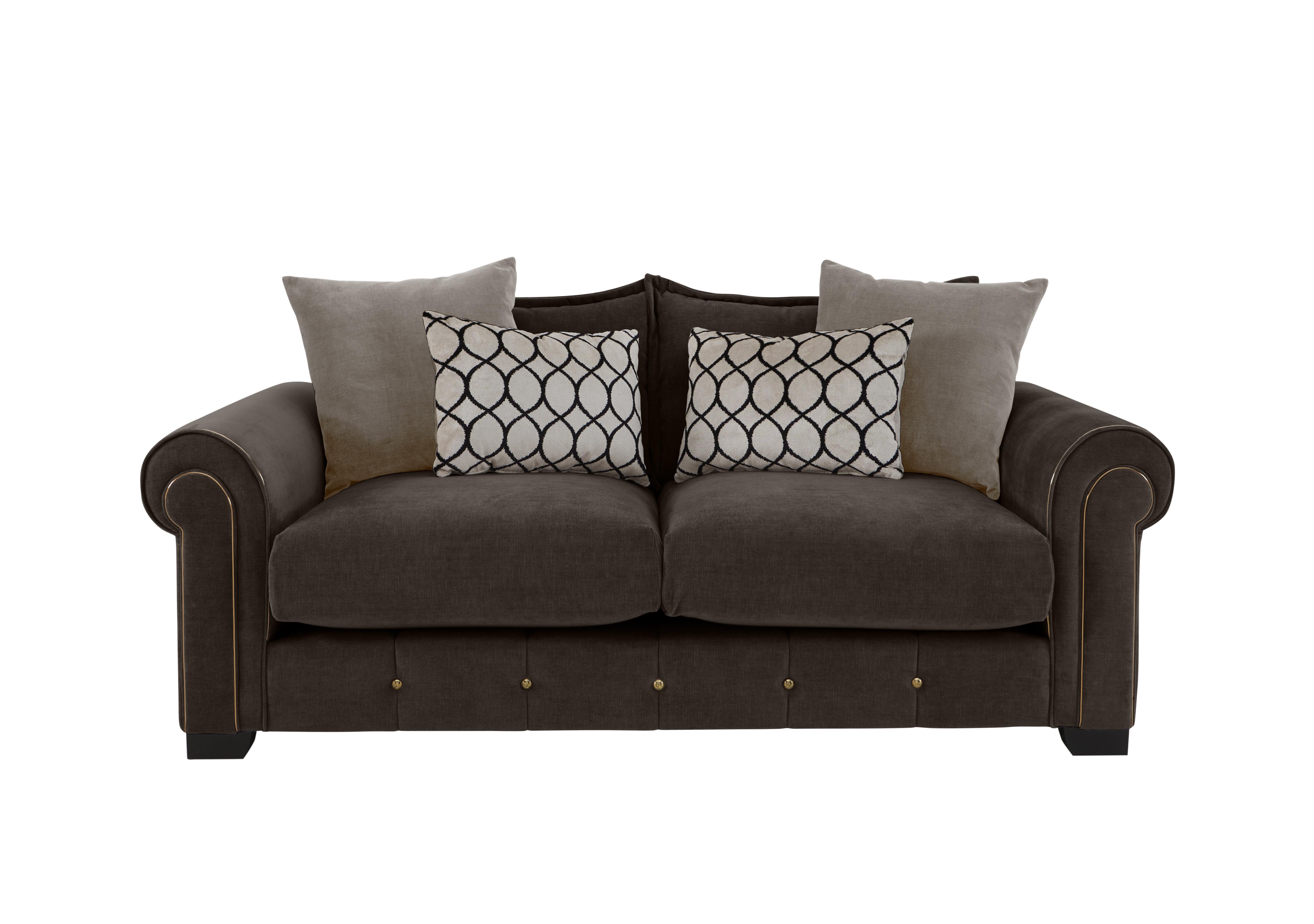 Sumptuous 3 Seater Fabric Sofa in Chamonix Mocha Dk/Gold on Furniture Village