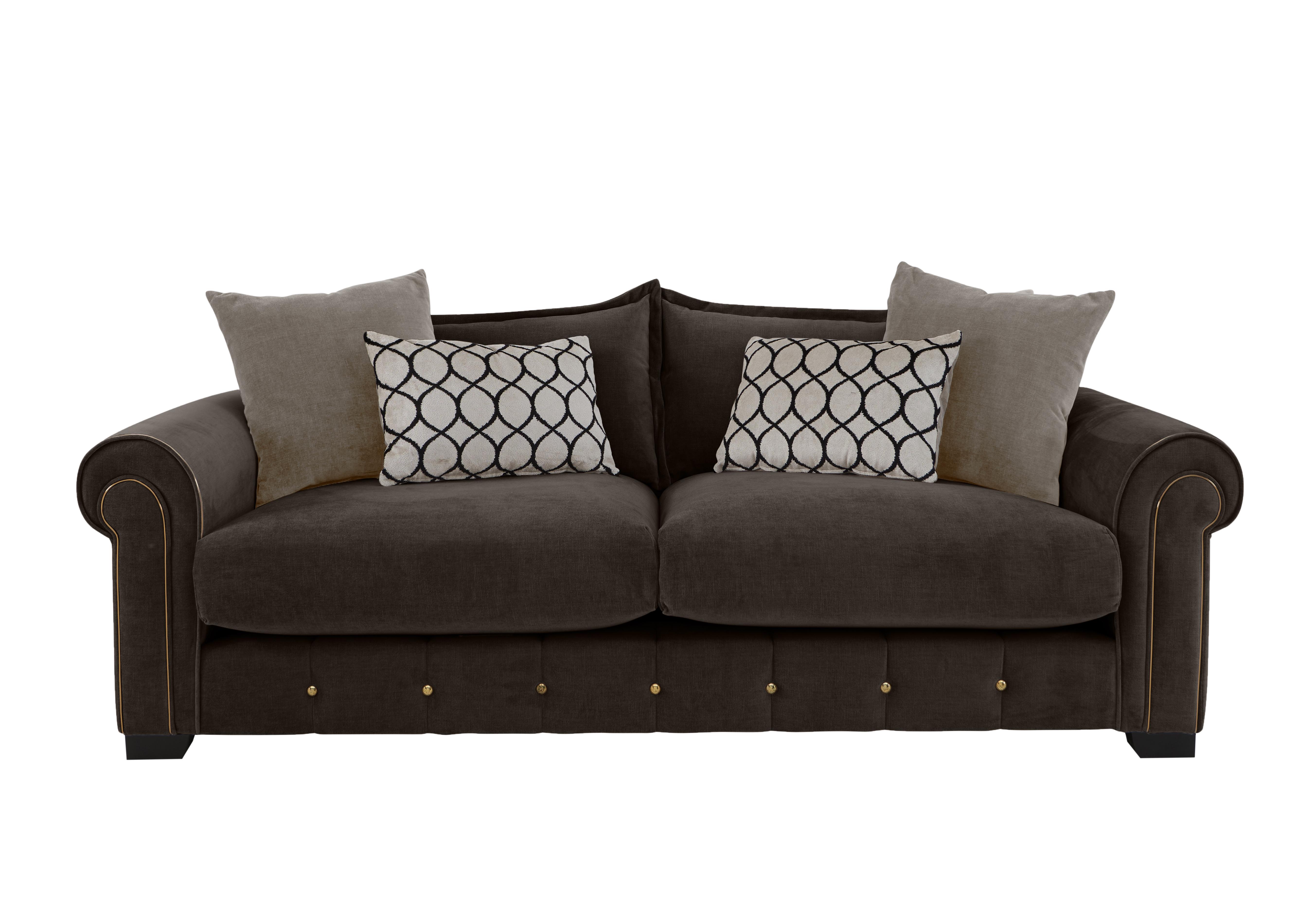 Sumptuous 4 Seater Fabric Sofa in Chamonix Mocha Dk/Gold on Furniture Village