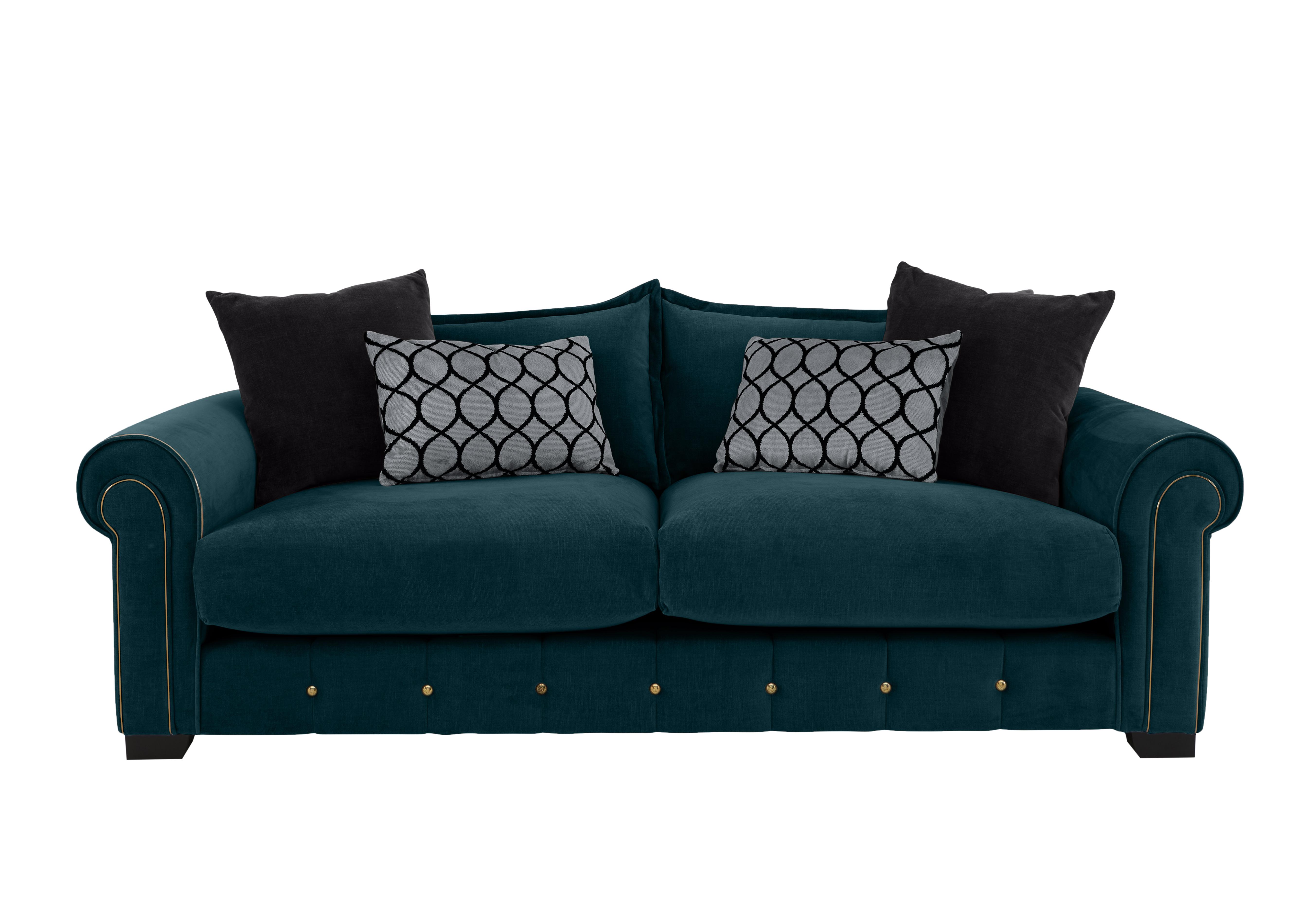 Sumptuous 4 Seater Fabric Sofa in Chamonix Teal Dk/Gold on Furniture Village
