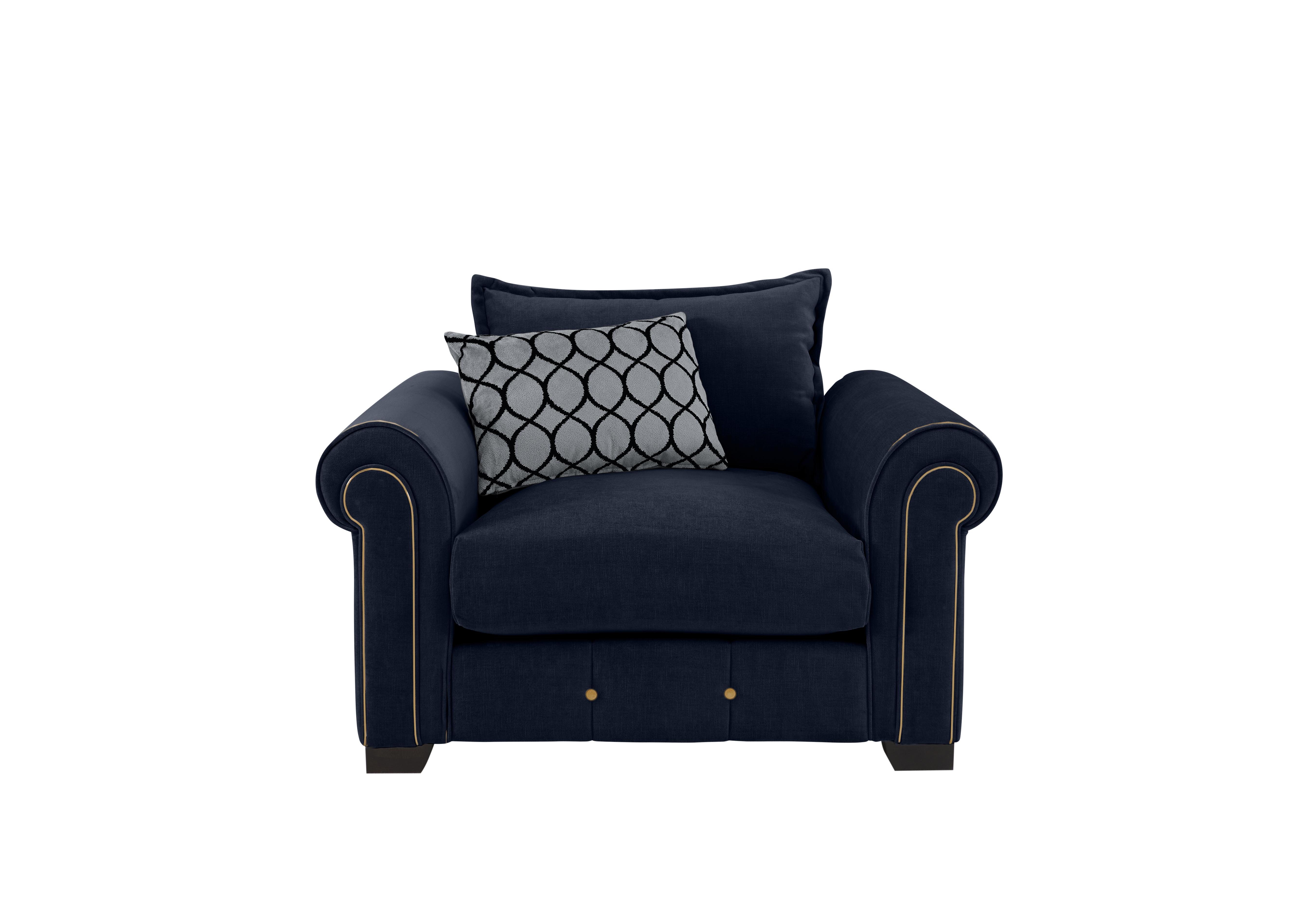 Sumptuous Fabric Armchair in Chamonix Navy Dk/Gold on Furniture Village