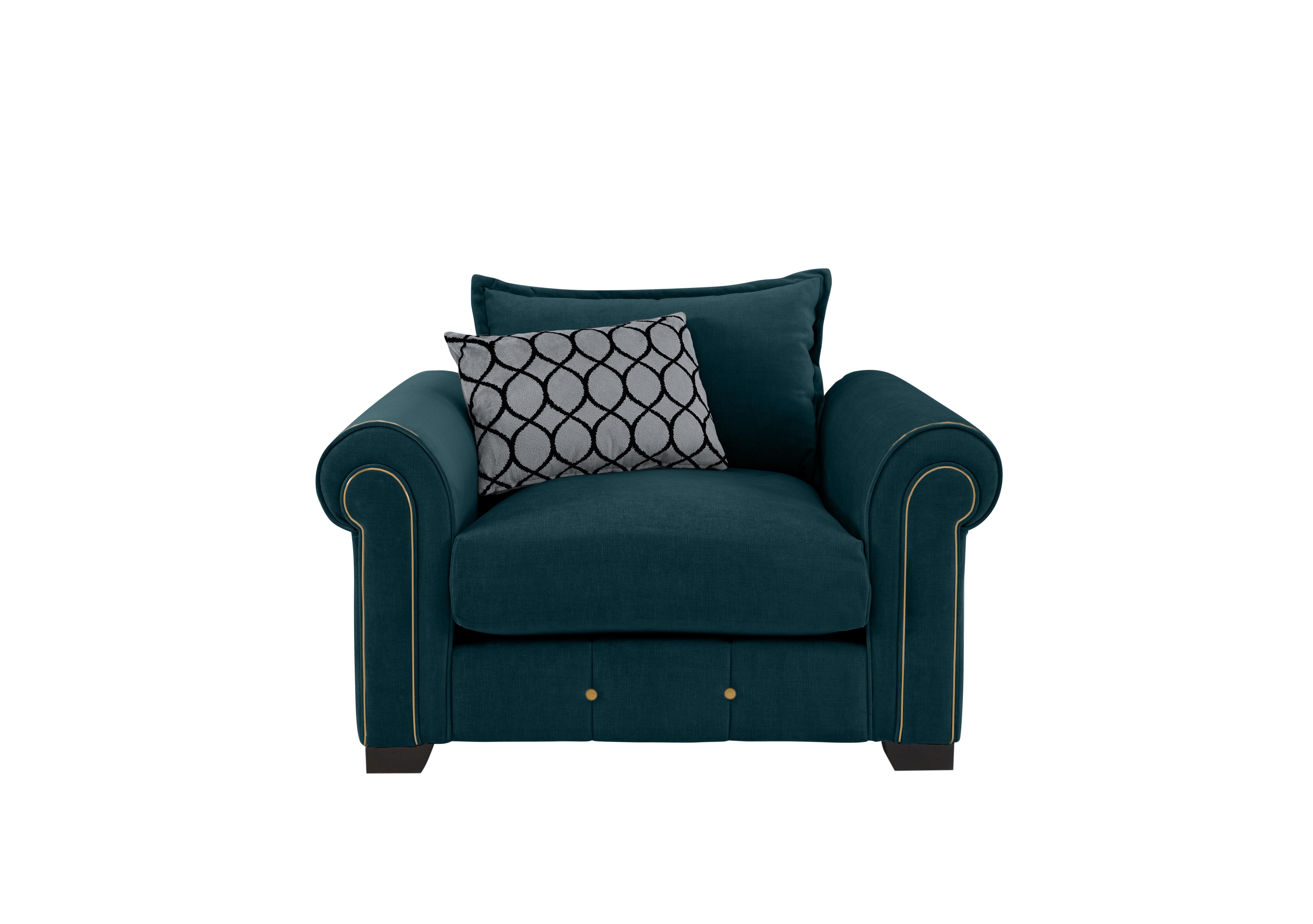 Sumptuous Fabric Armchair in Chamonix Teal Dk/Gold on Furniture Village