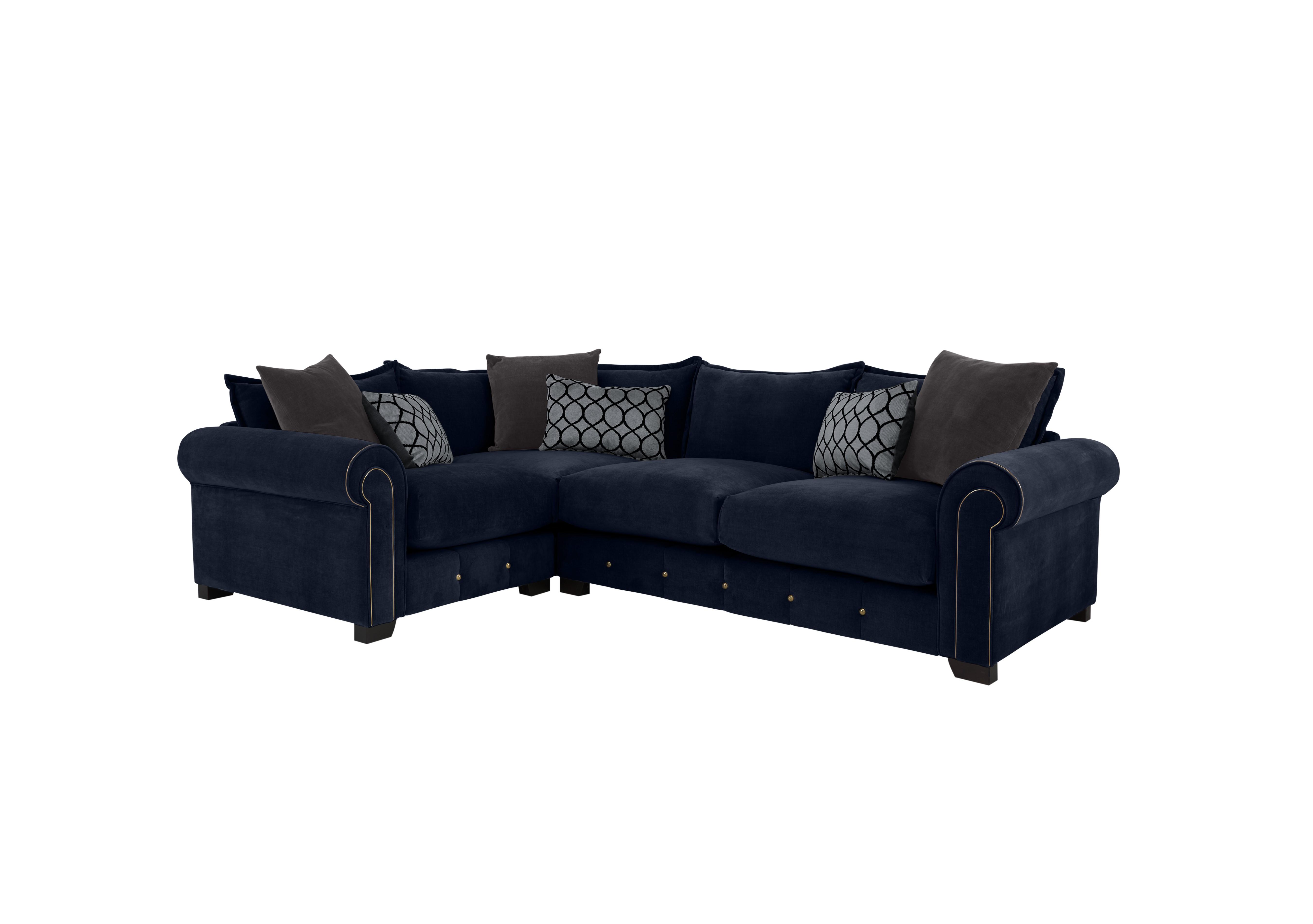 Sumptuous Medium Fabric Corner Sofa in Chamonix Navy Dk/Gold on Furniture Village