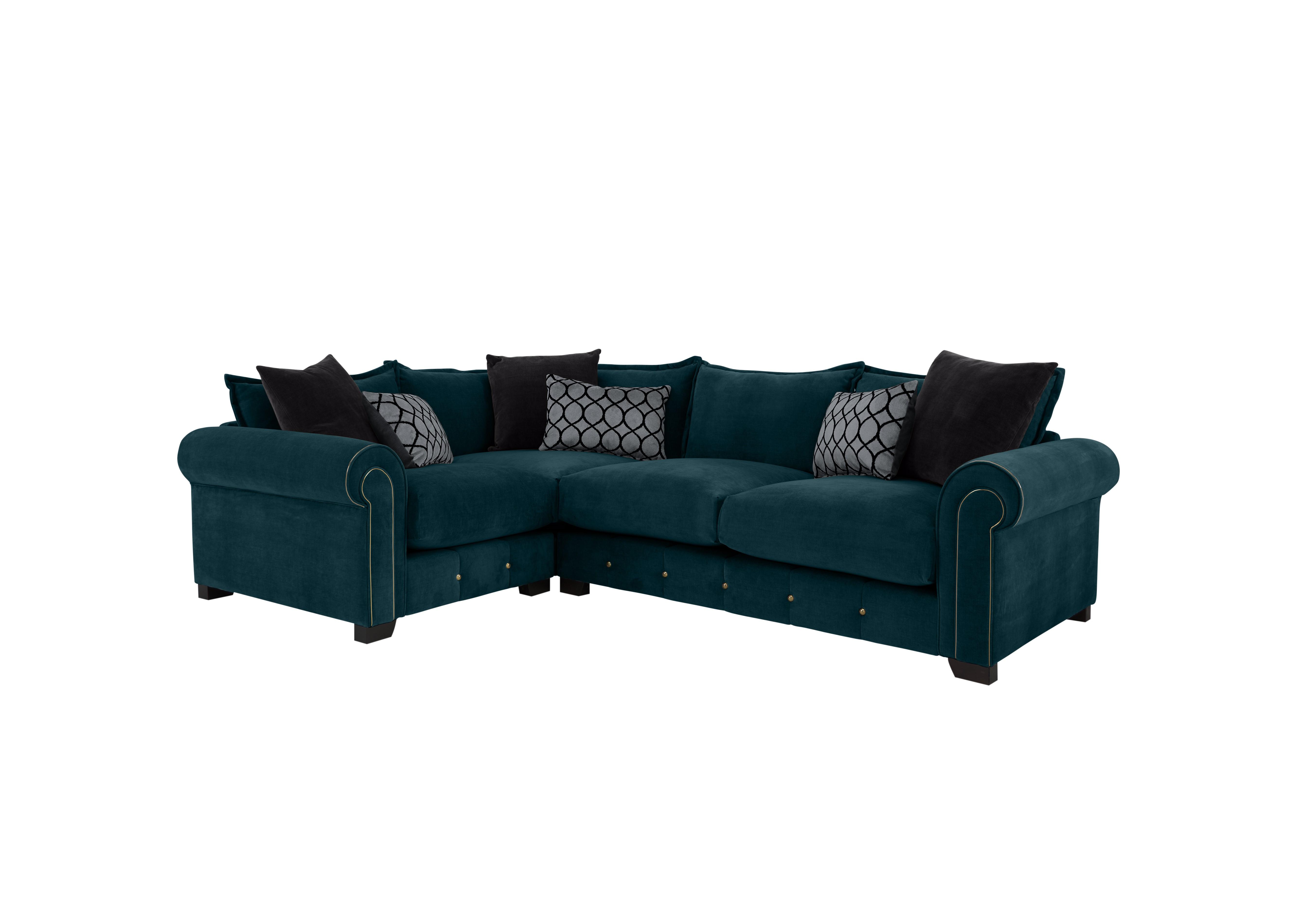 Sumptuous Medium Fabric Corner Sofa in Chamonix Teal Dk/Gold on Furniture Village