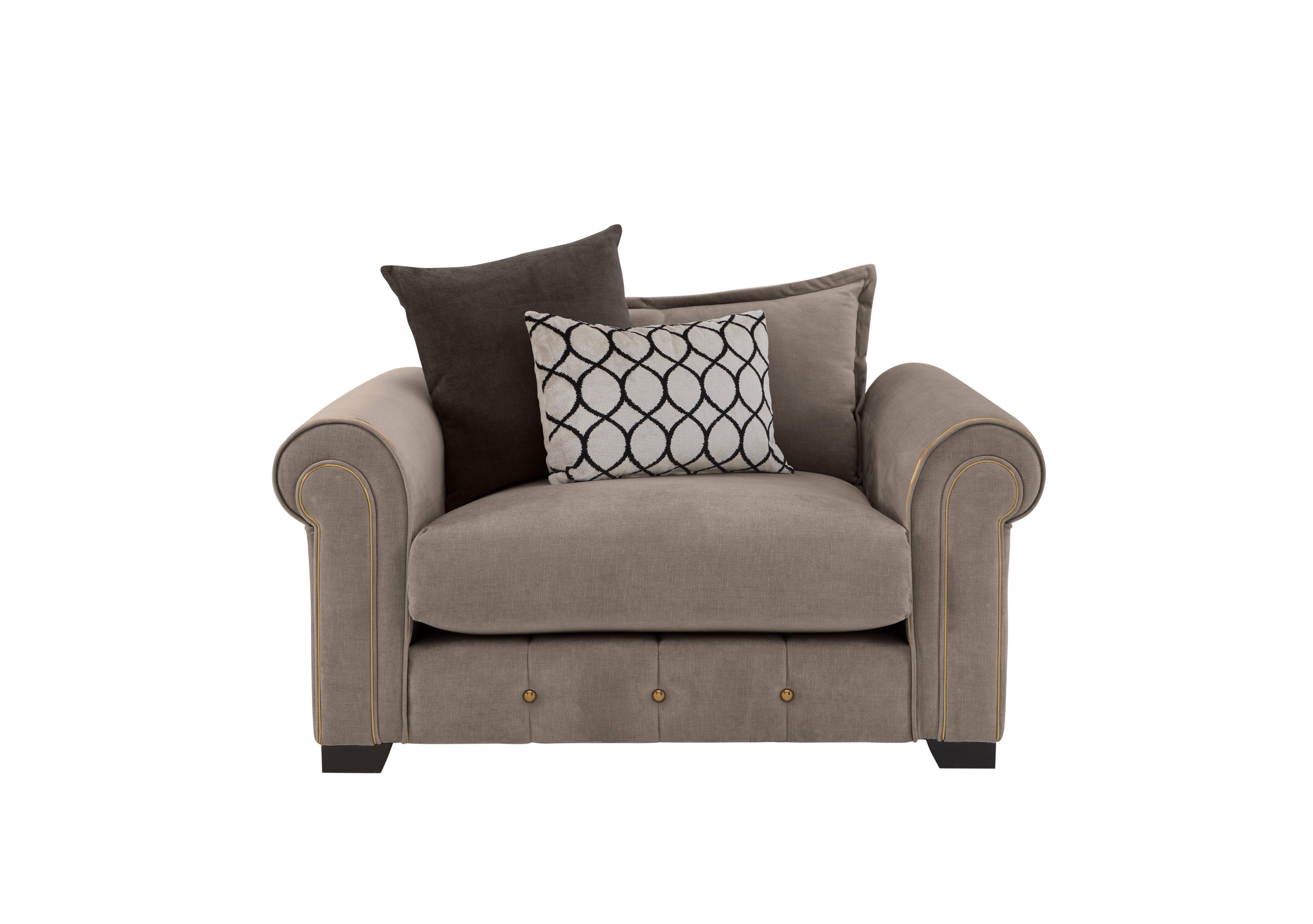 Sumptuous Fabric Snuggler Chair in Chamonix Wicker Dk/Gold on Furniture Village