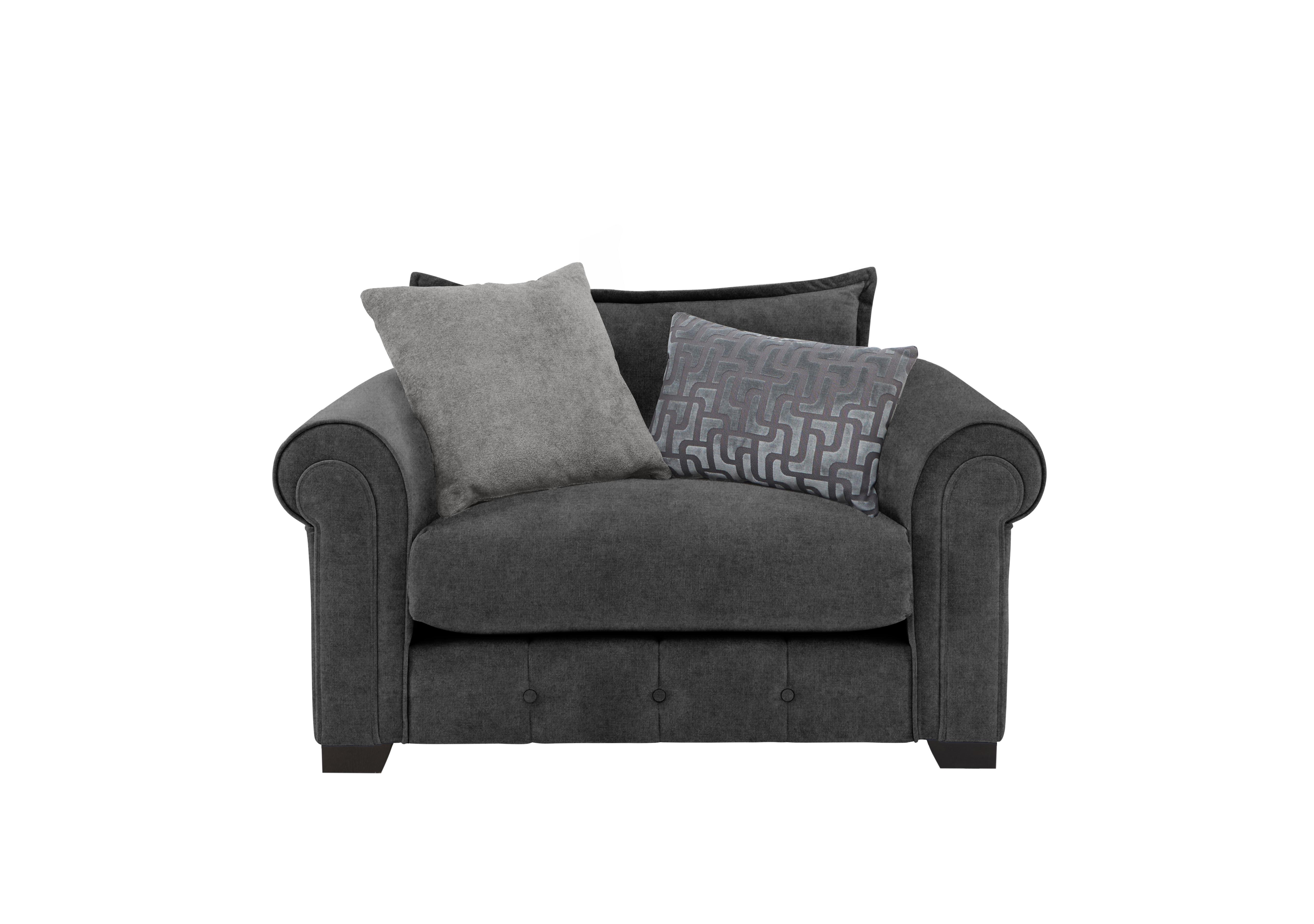 Sumptuous Fabric Snuggler Chair in Suave Charcoal Self on Furniture Village