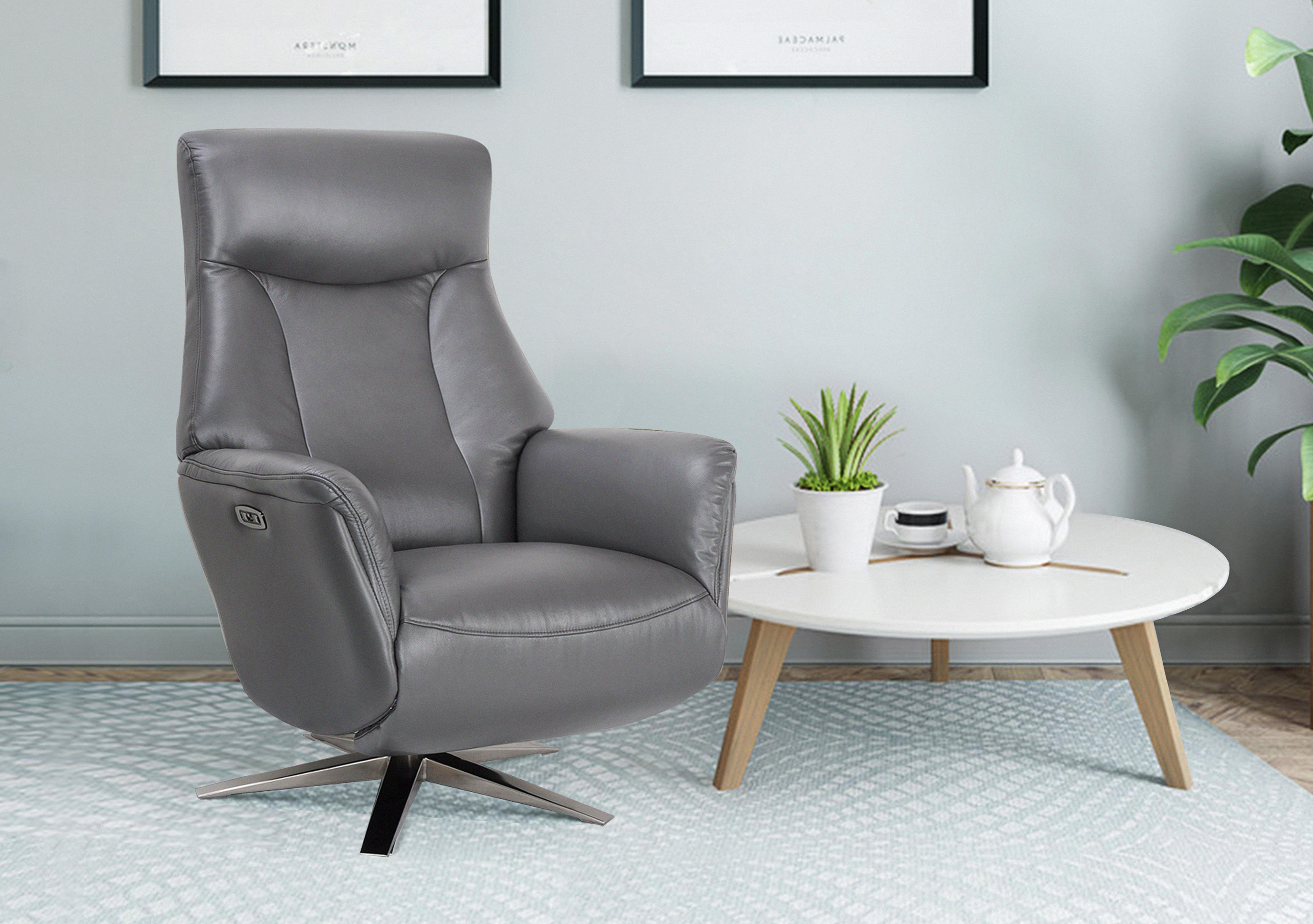 Sicily Leather Look Swivel Power Recliner Chair in  on Furniture Village