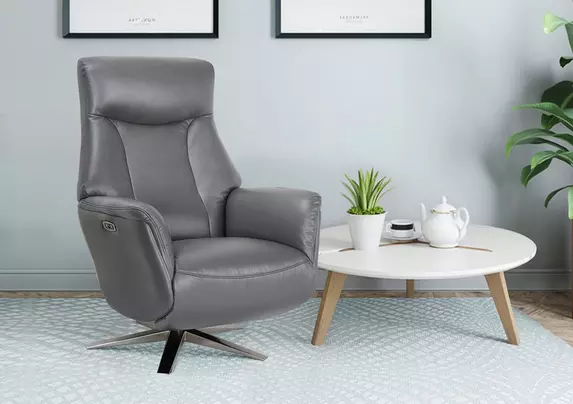Sicily Leather Look Swivel Power Recliner Chair