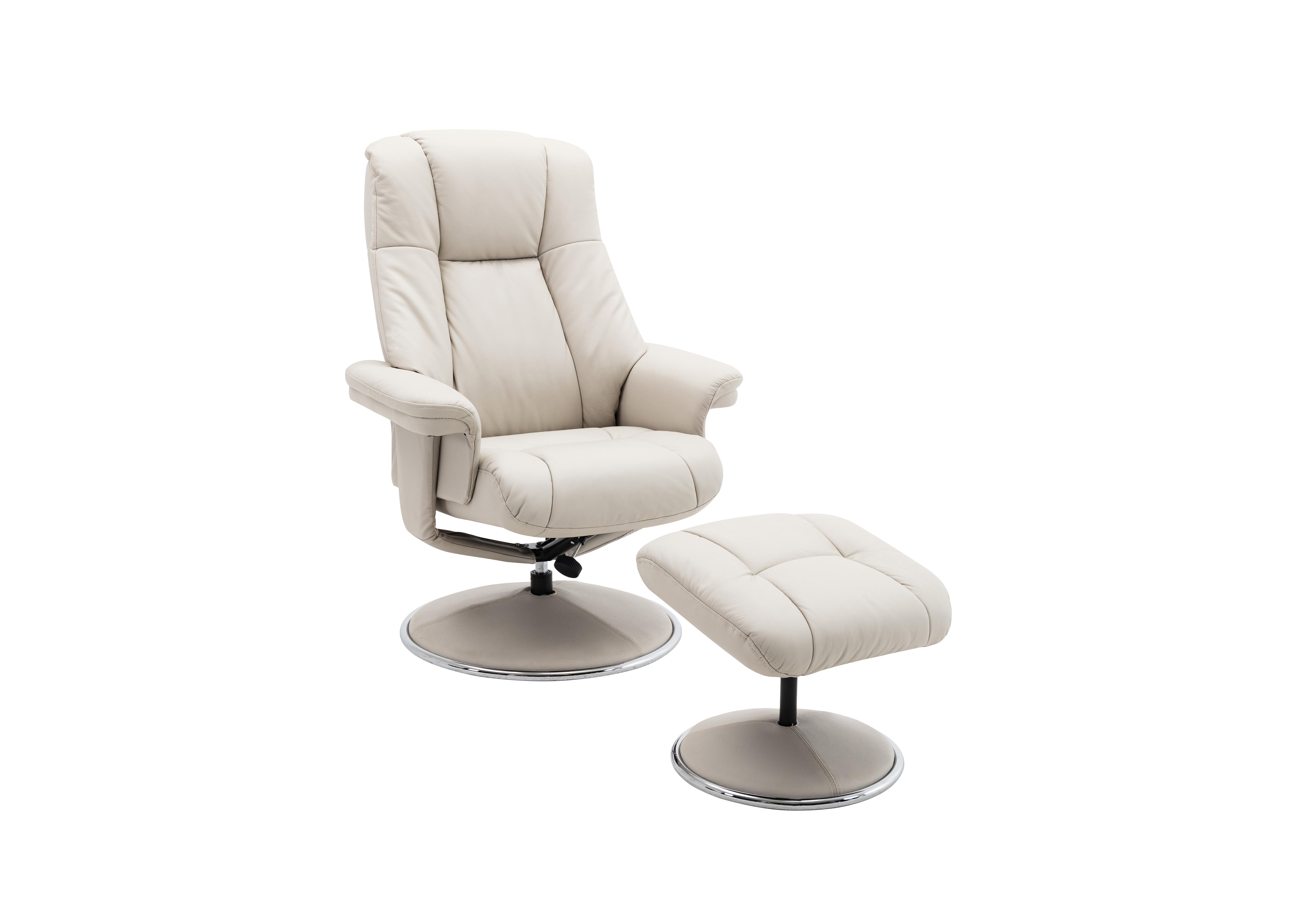 Troyes Leather Look High-Back 360 Swivel Chair and Footstool in Mushroom on Furniture Village