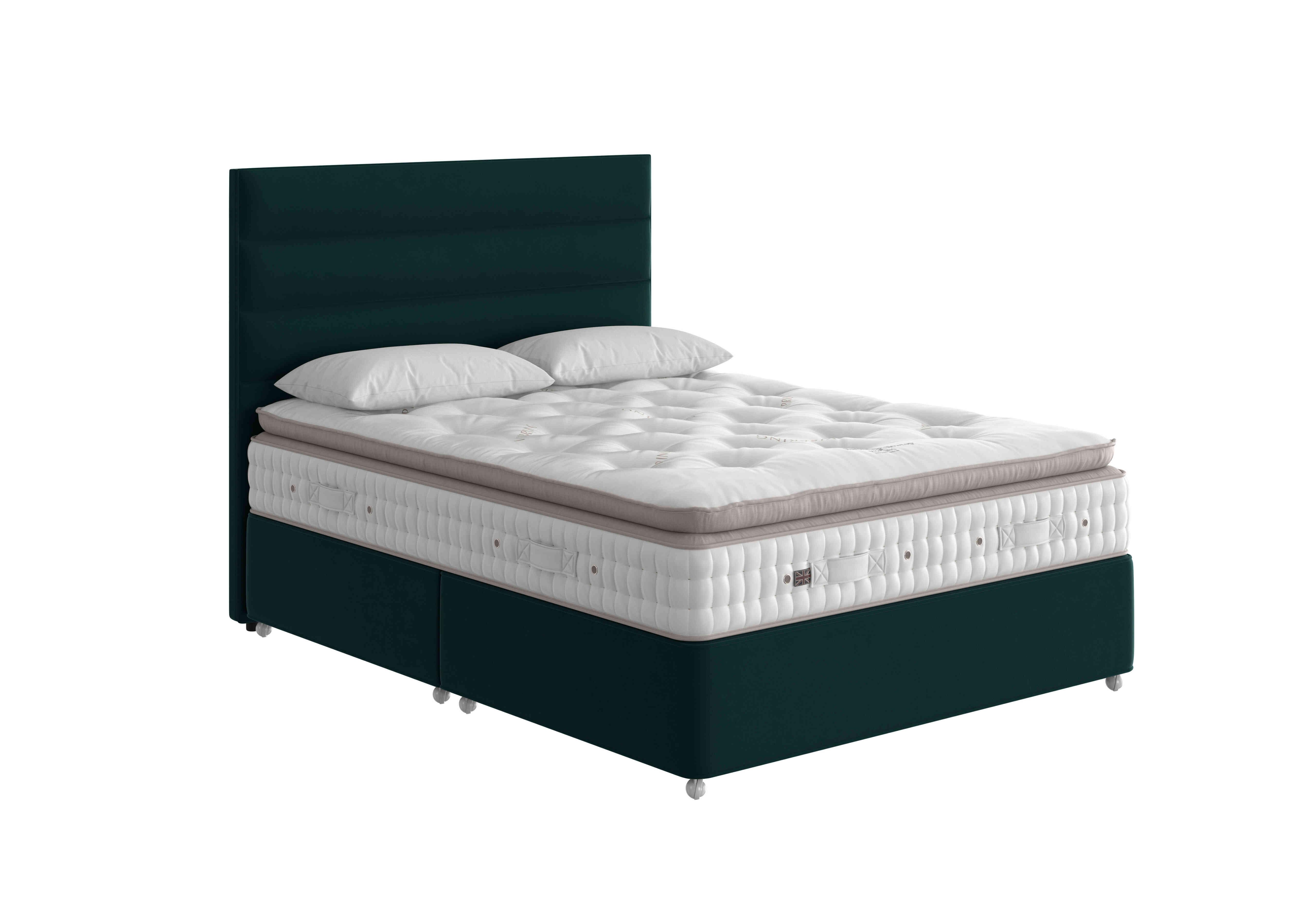 Baroness Pillow Top Divan Set in 2154 Plush Bottle Green on Furniture Village