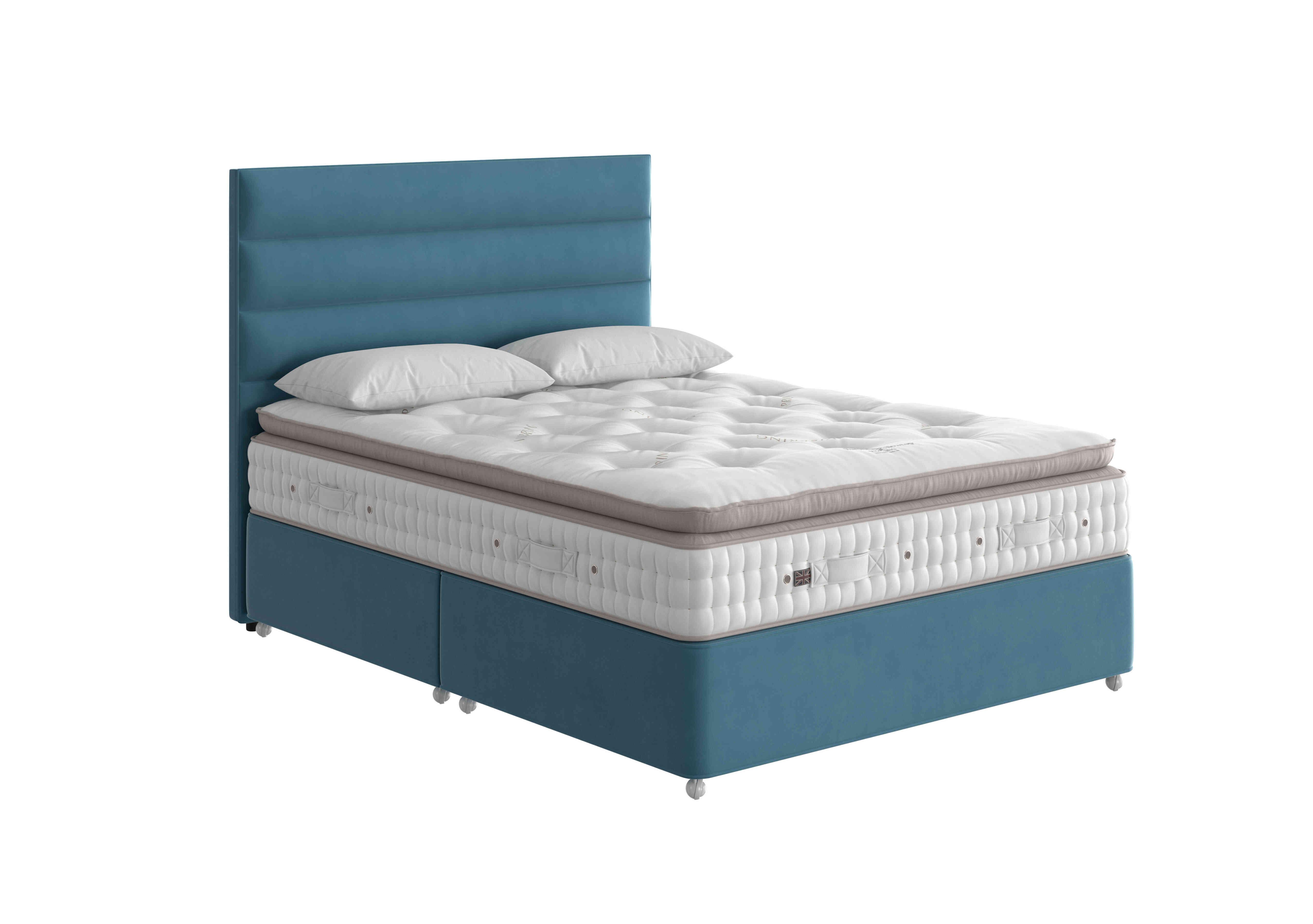 Baroness Pillow Top Divan Set in 4042 Plush Velvet Teal on Furniture Village