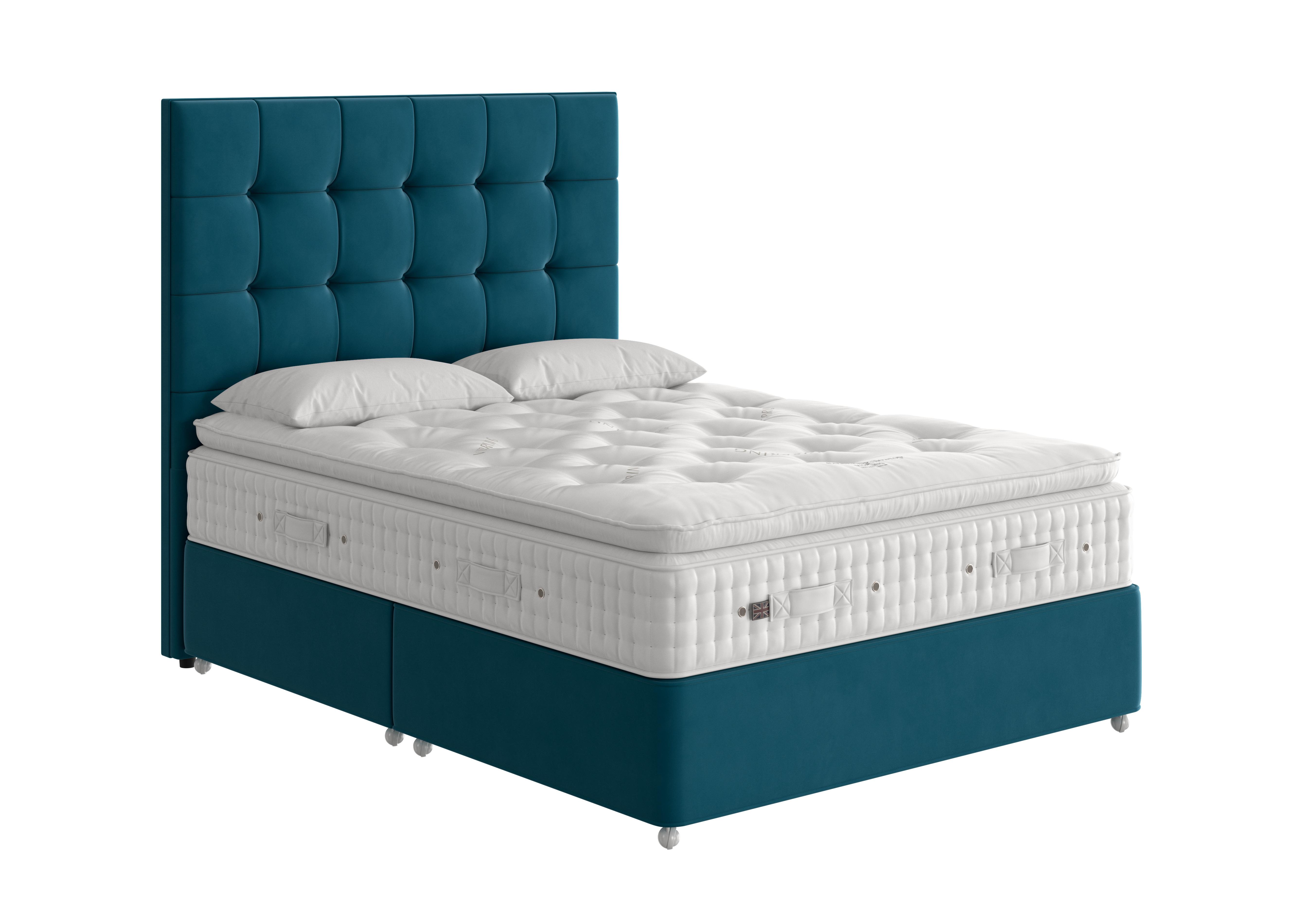 Countess Pillow Top Divan Set in 2114 Plush Teal on Furniture Village