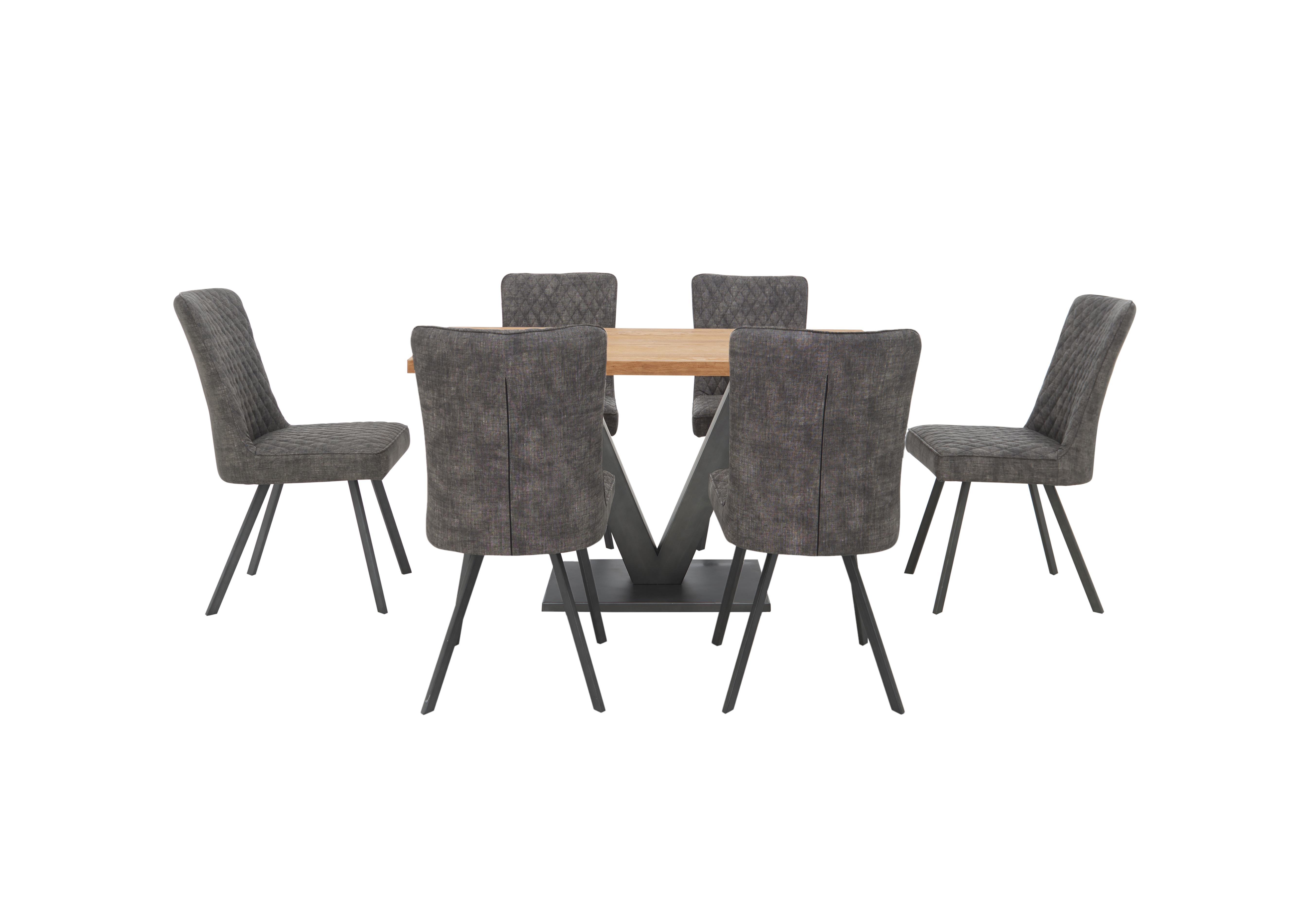 Compact Earth Dining Table and 6 Dining Chairs in Graphite on Furniture Village