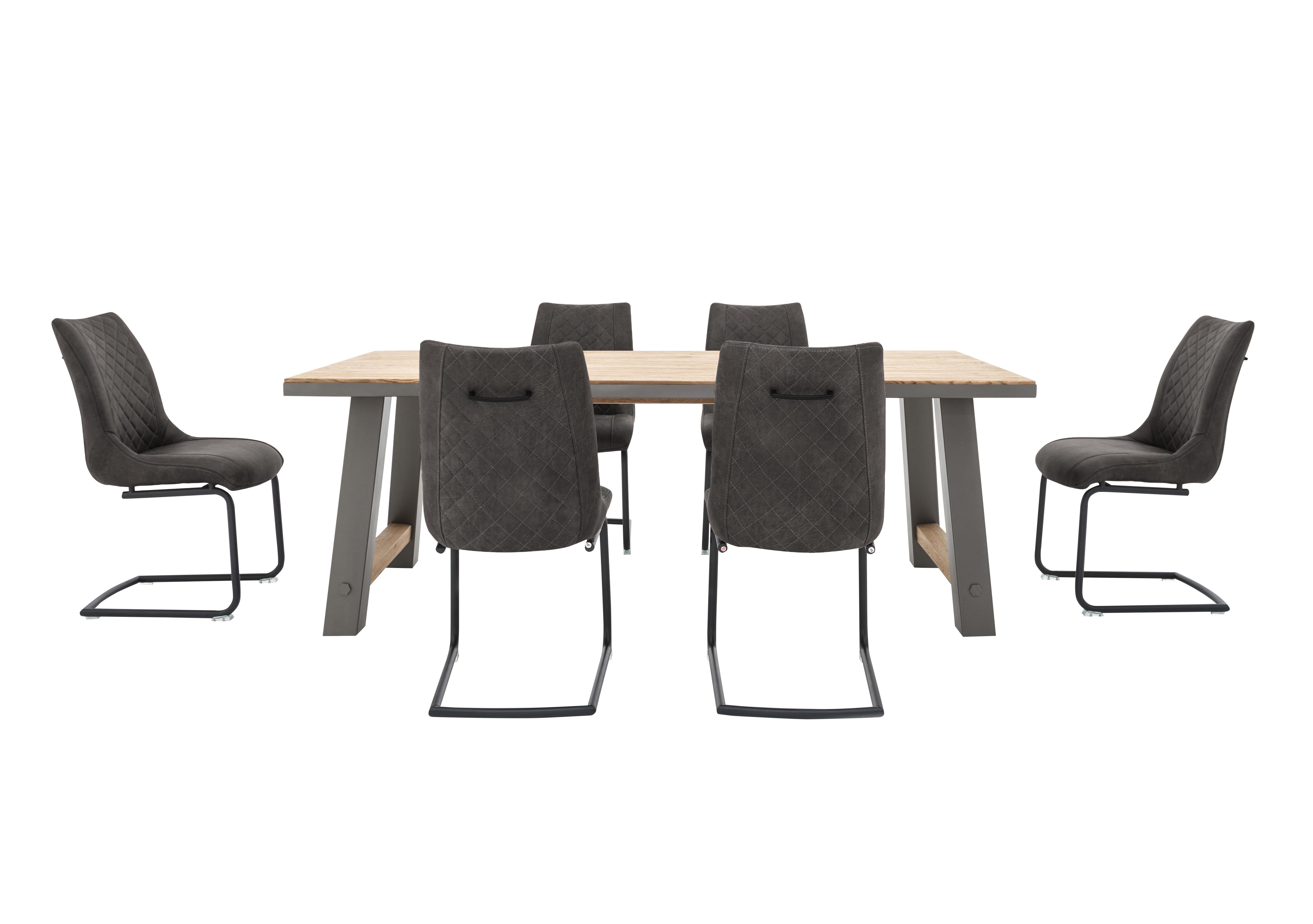 Baltimore Dining Table and 6 Dining Chairs Set in Anthracite on Furniture Village