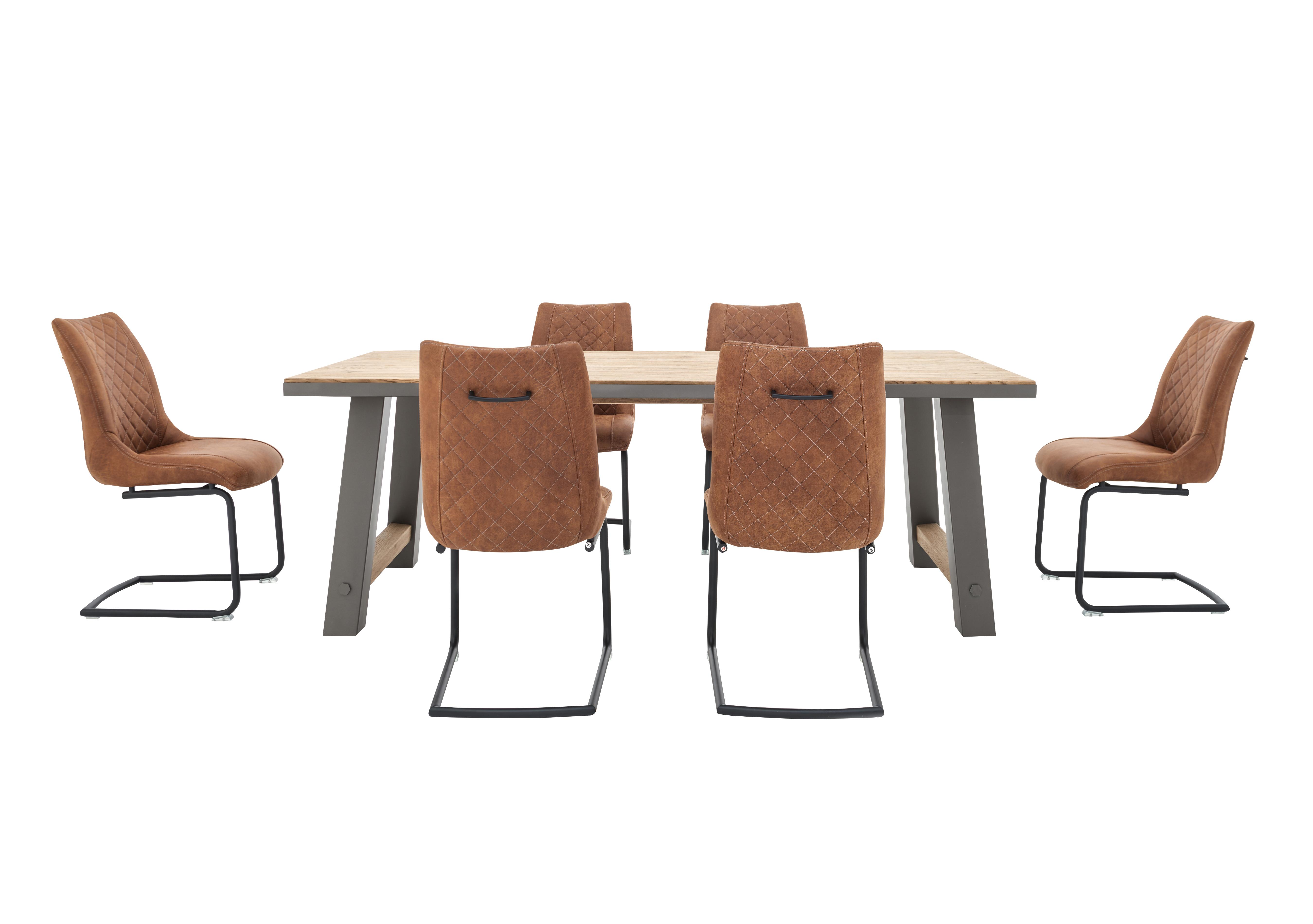 Baltimore Dining Table and 6 Dining Chairs Set in Cognac on Furniture Village