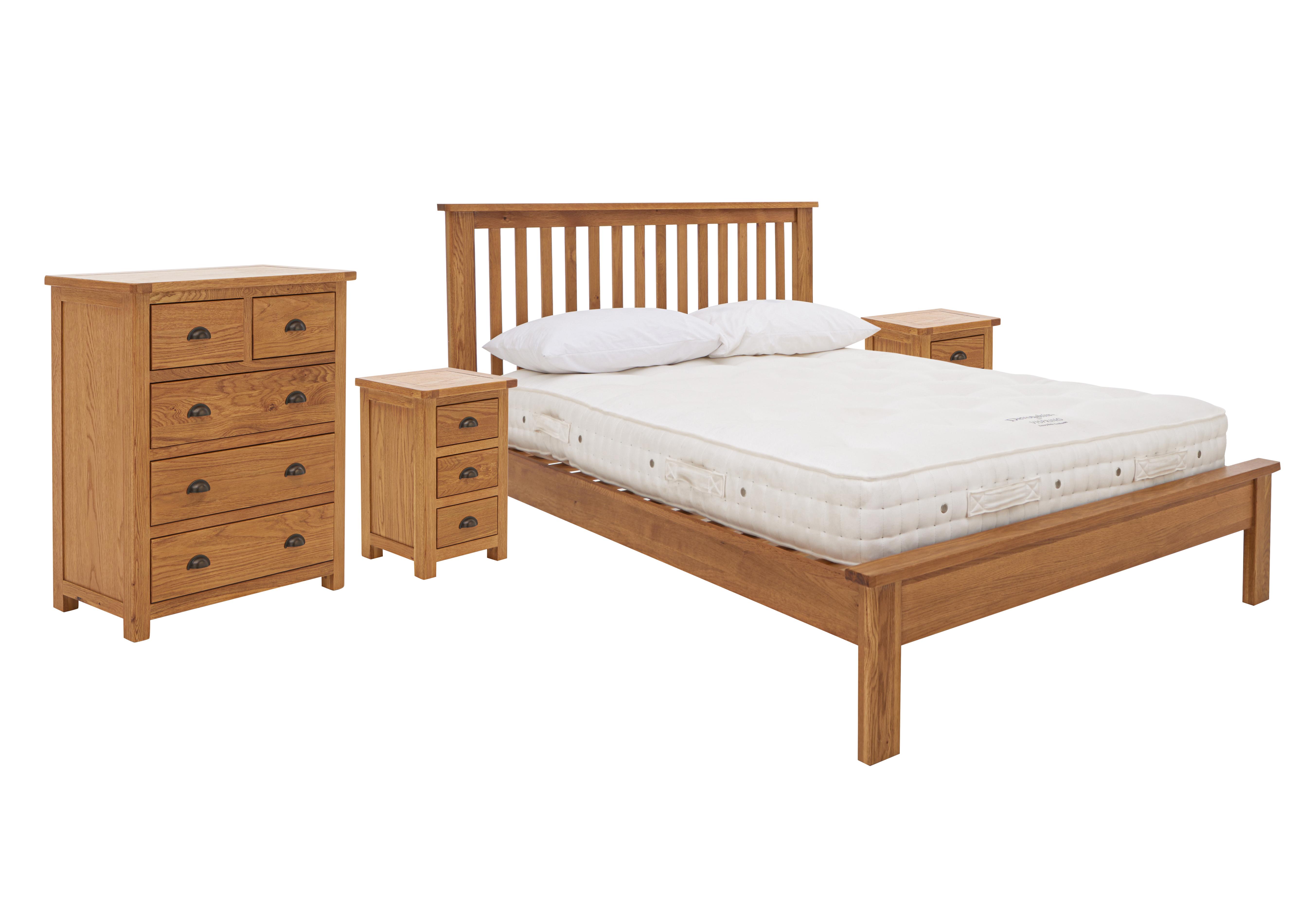 Atlantic King Size Bed Frame, 2 Bedside Tables and 2+3 Drawer Chest in  on Furniture Village