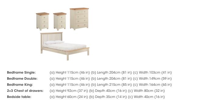 Atlantic King Size Bed Frame, 2 Bedside Tables and 2+3 Drawer Chest in  on Furniture Village