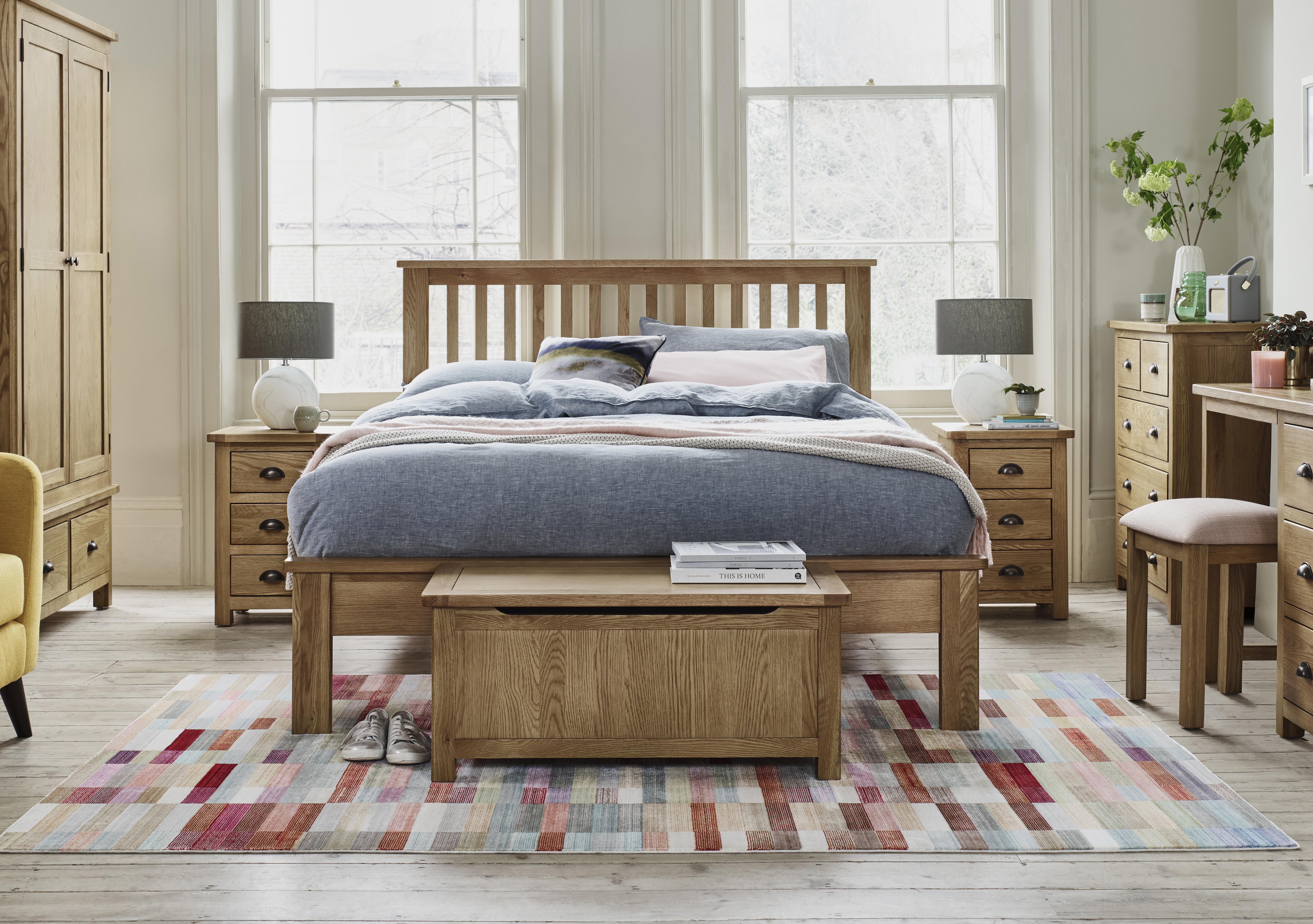 Atlantic King Size Bed Frame, 2 Bedside Tables and 2+3 Drawer Chest in  on Furniture Village