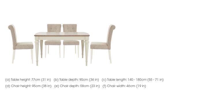 Annecy Extending Dining Table and 4 Upholstered Fabric Roll Back Chairs in  on Furniture Village