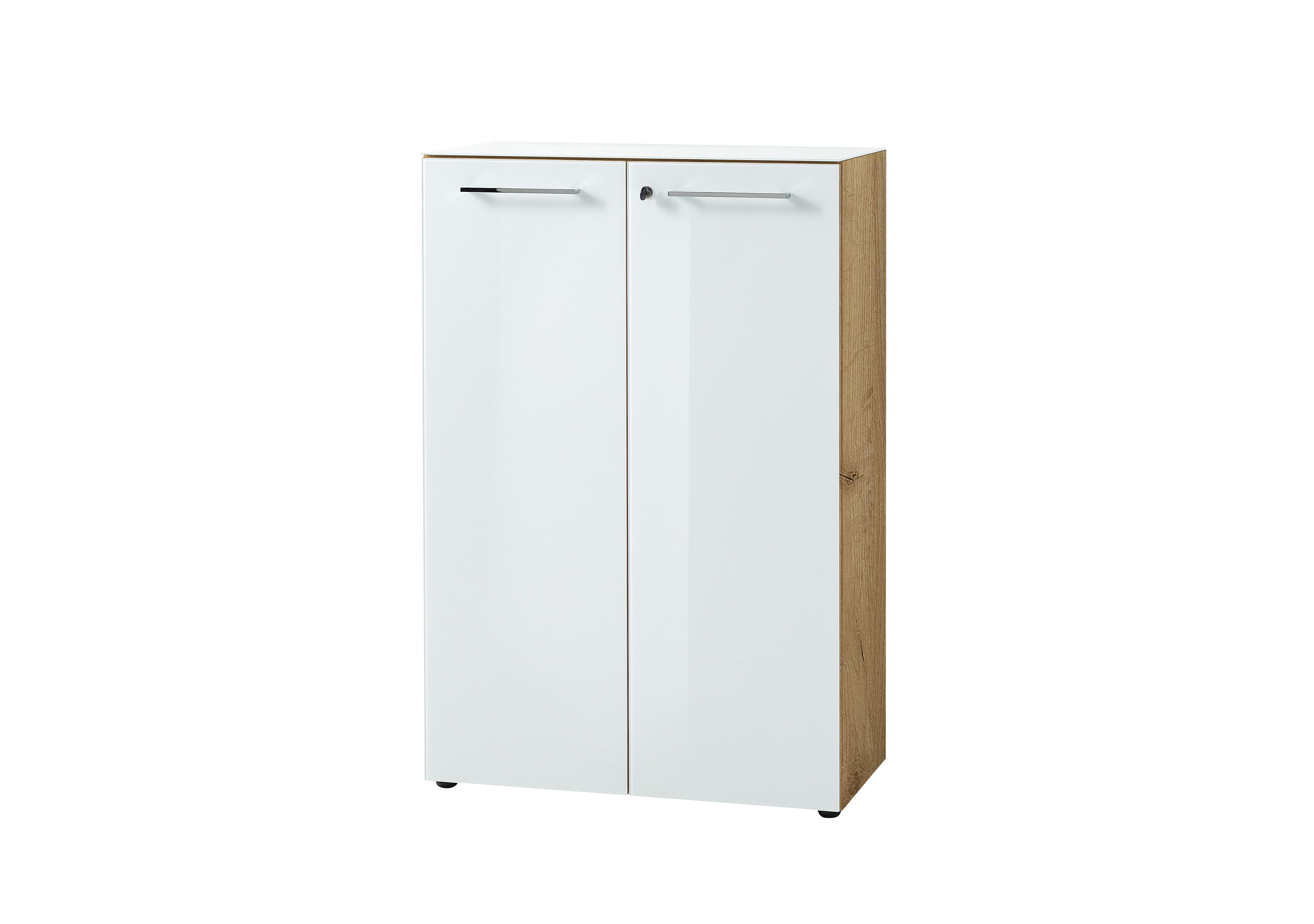 Alexi Filing Cabinet in 242 Oak And White Glass on Furniture Village