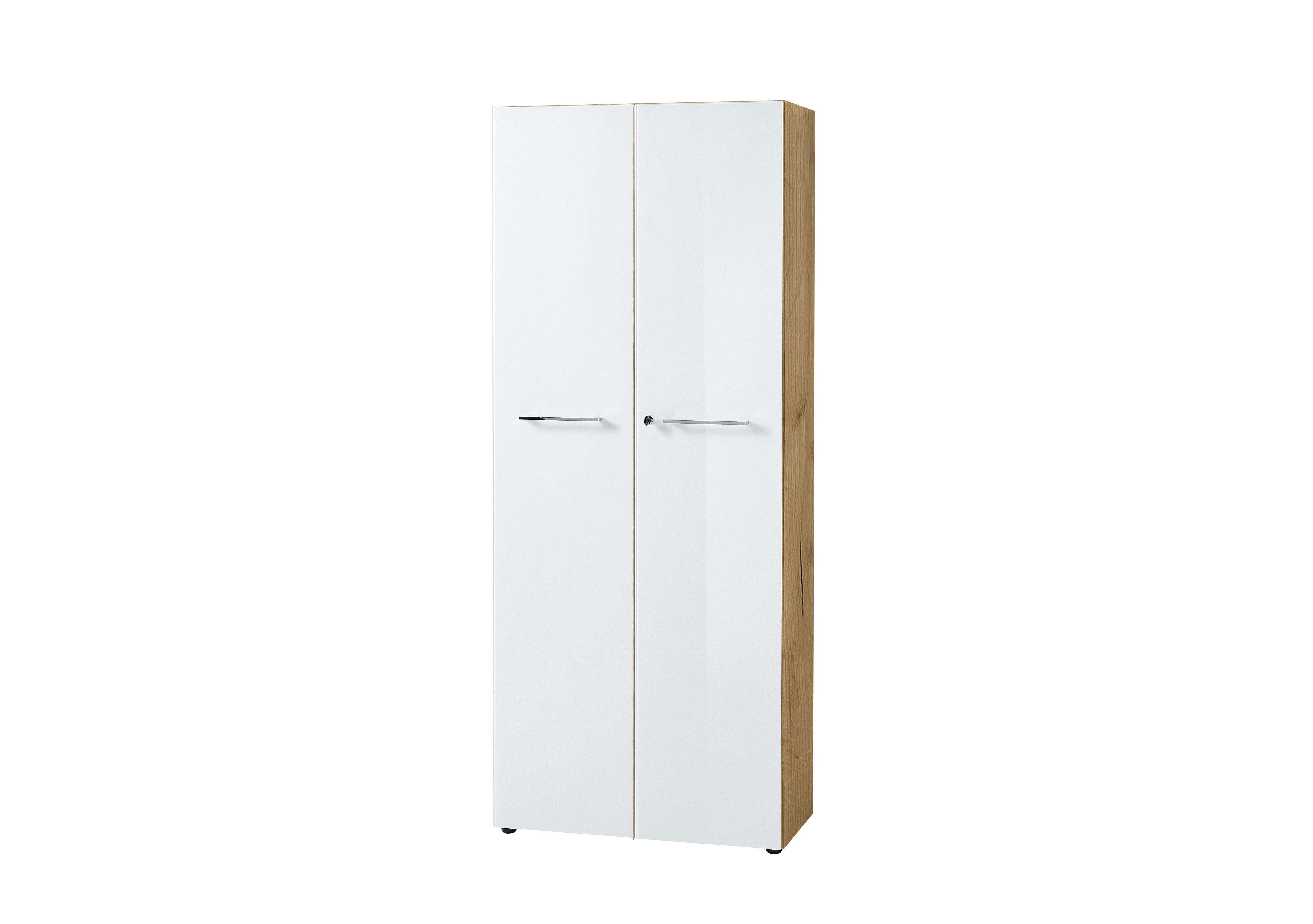 Alexi Tall Filing Cabinet in 242 Oak And White Glass on Furniture Village