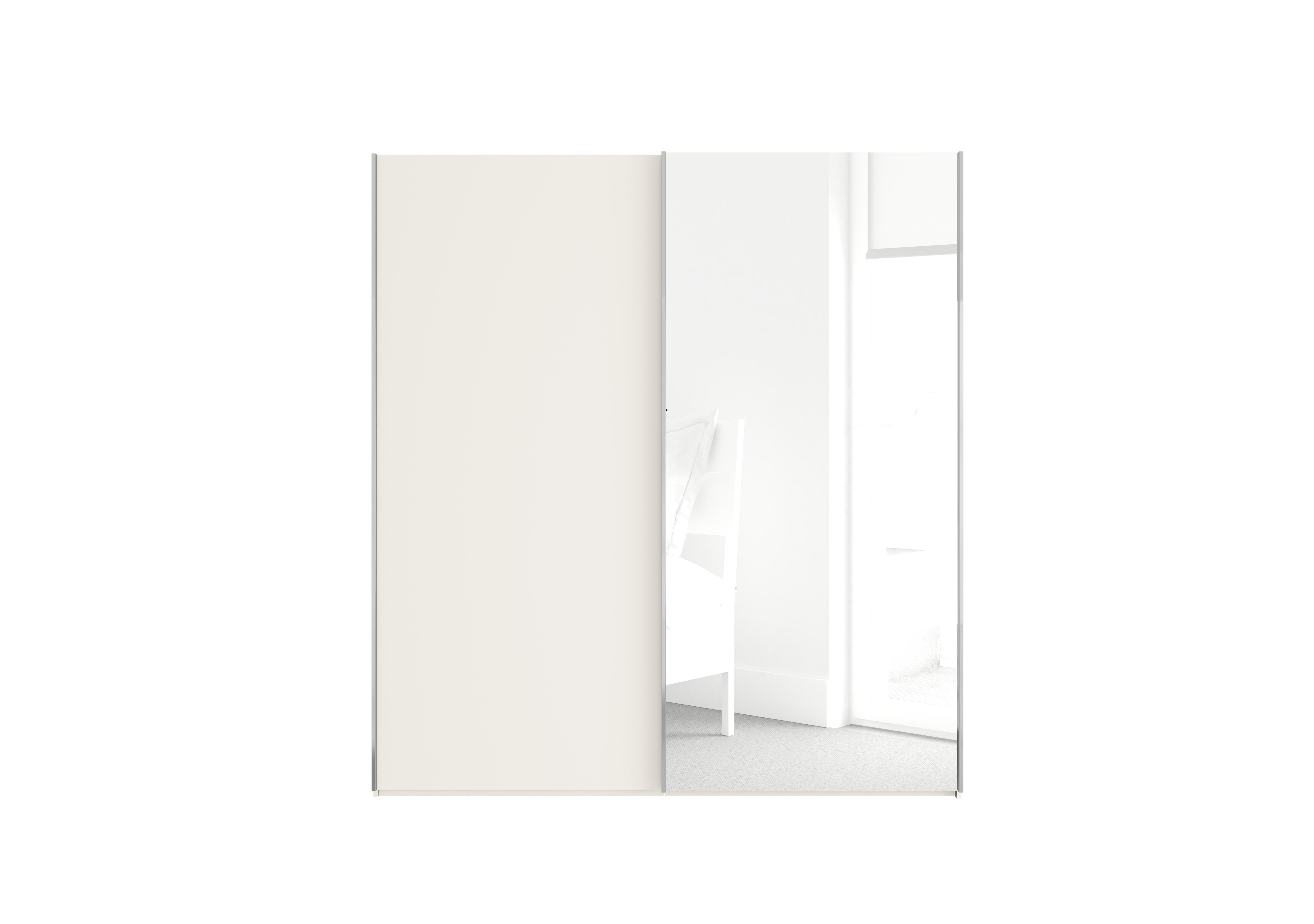 Oxford 2 Door Sliding 200 cm Wardrobe with Mirror in White on Furniture Village