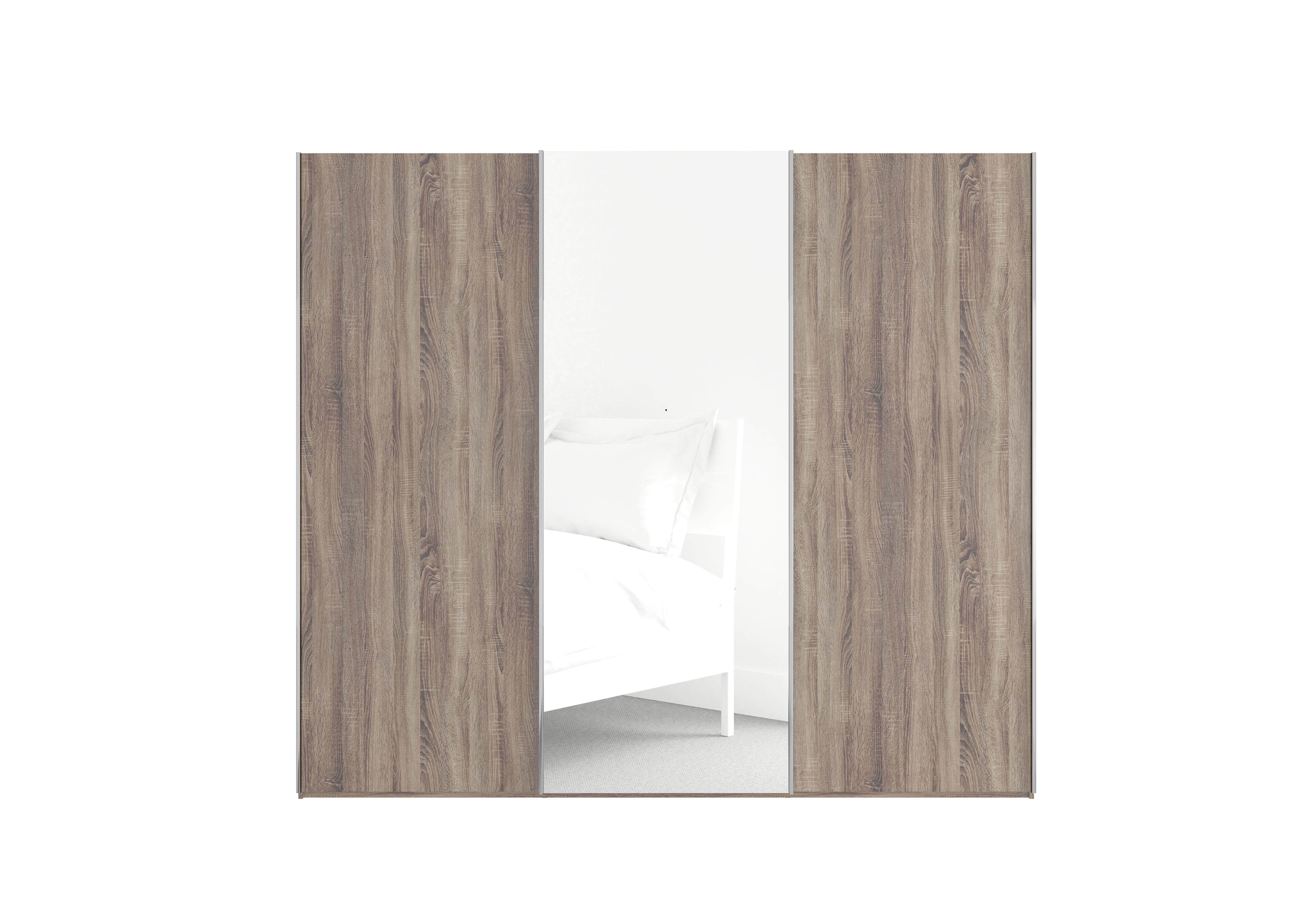 Oxford 3 Door Sliding 250 cm Wardrobe in Dark Rustic Oak on Furniture Village