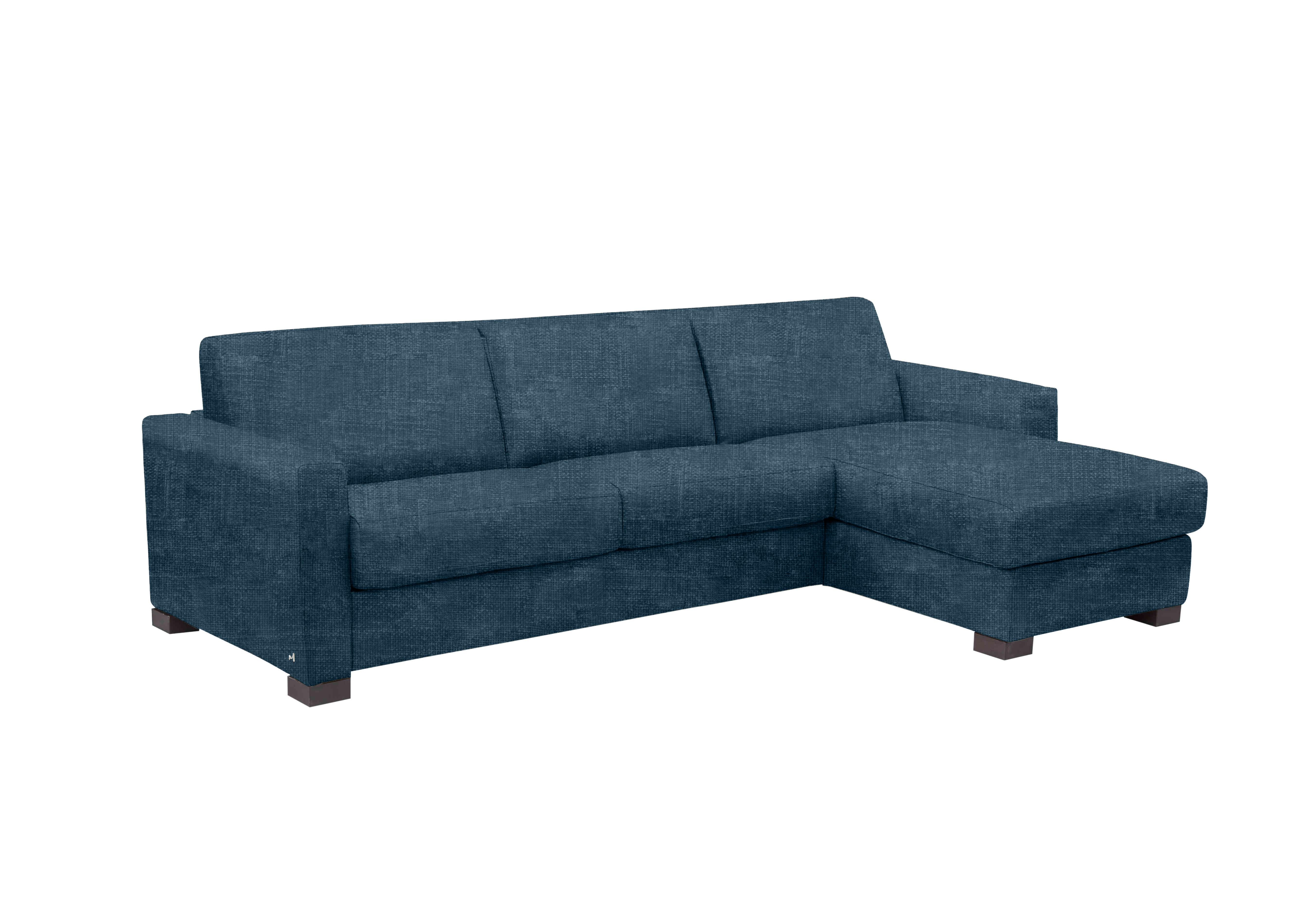 Alcova 3 Seater Fabric Sofa Bed with Storage Chaise with Box Arms in Baobab Blue 557 on Furniture Village