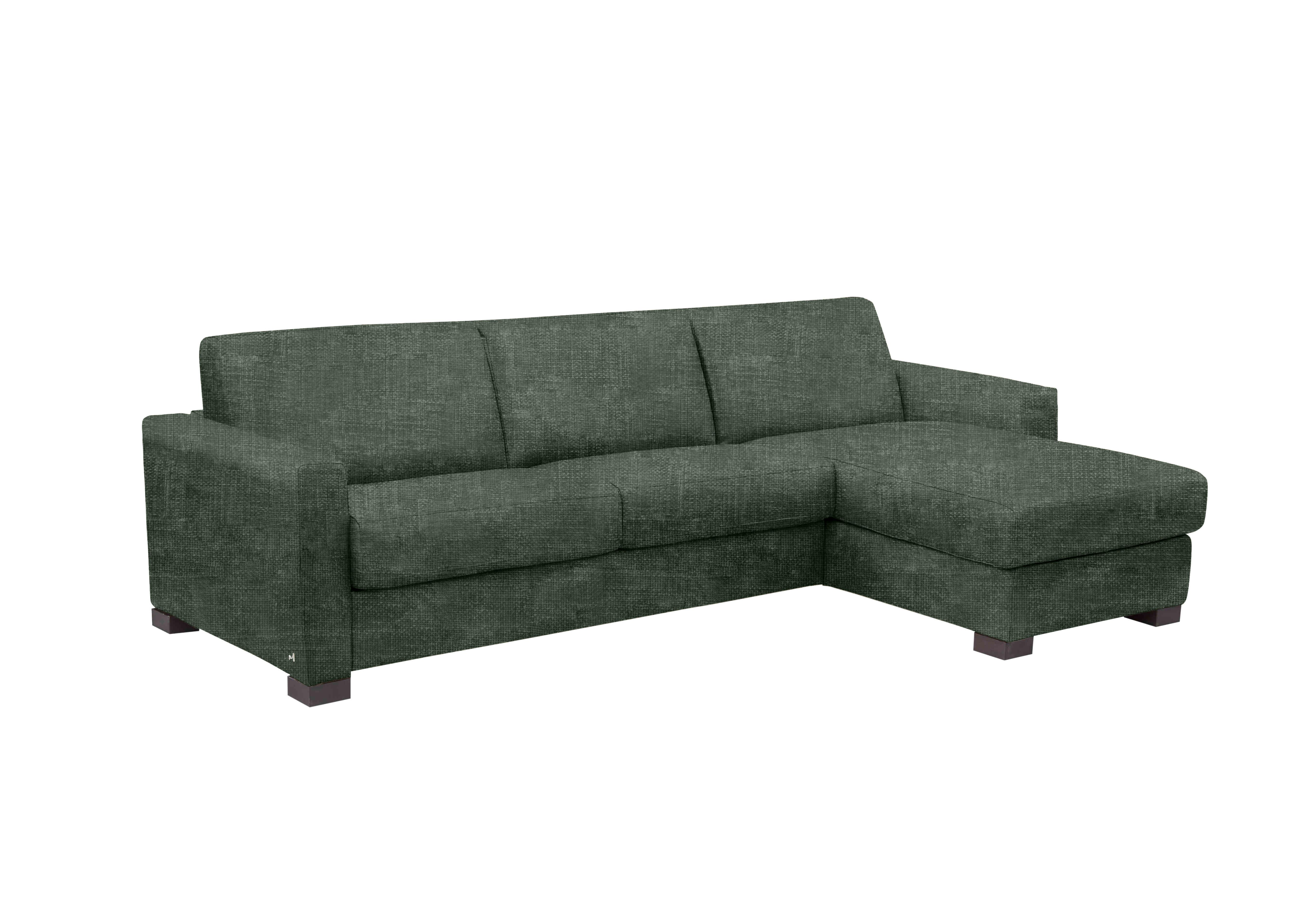 Alcova 3 Seater Fabric Sofa Bed with Storage Chaise with Box Arms in Baobab Verde 558 on Furniture Village