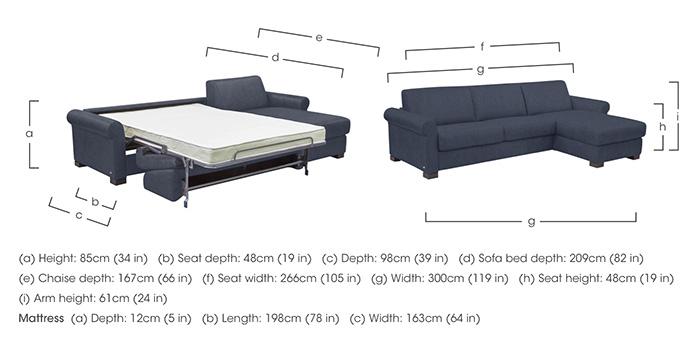 Alcova 3 Seater Fabric Sofa Bed with Storage Chaise with Scroll Arms in  on Furniture Village