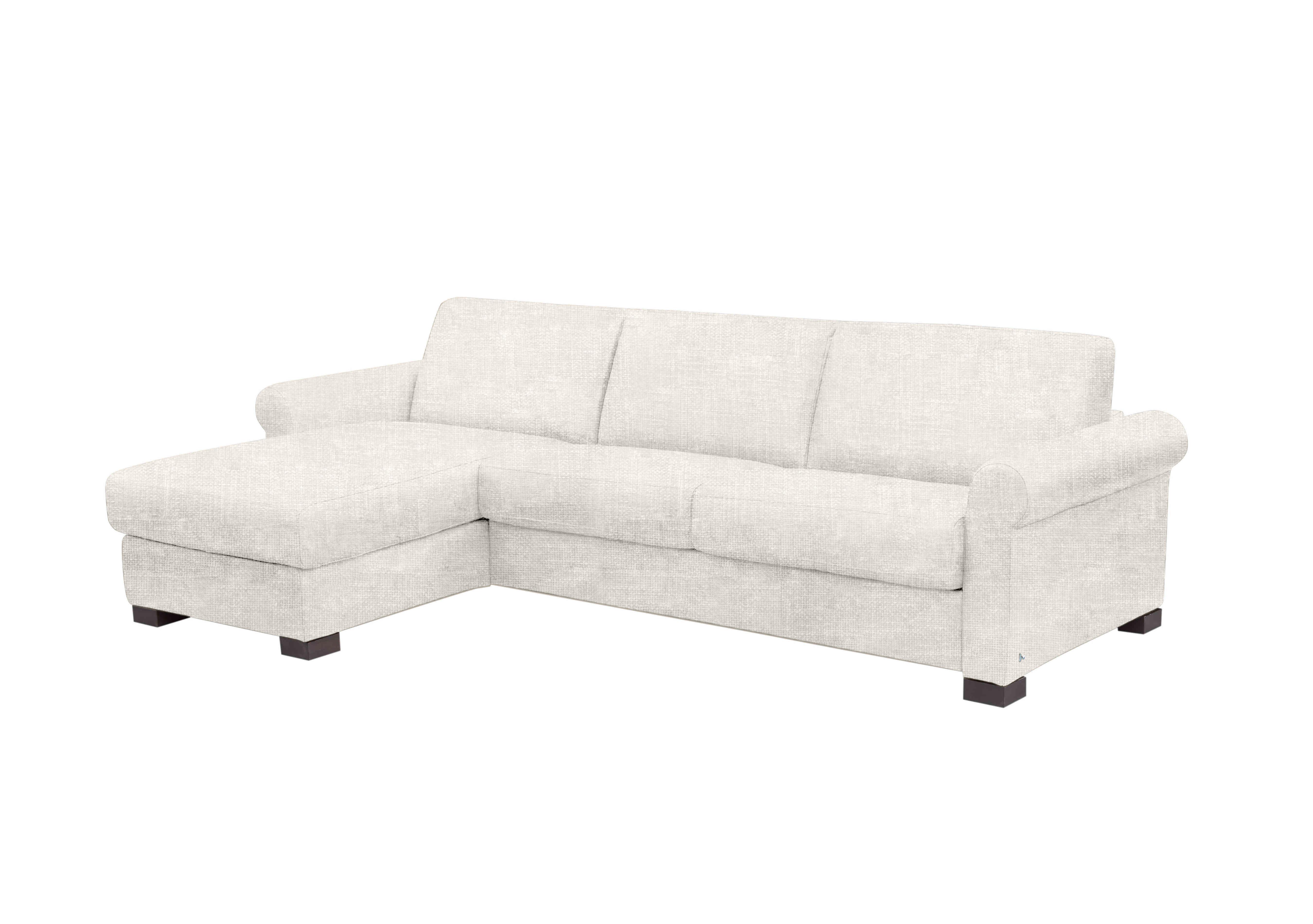 Alcova 3 Seater Fabric Sofa Bed with Storage Chaise with Scroll Arms in Baobab Bianco 500 on Furniture Village