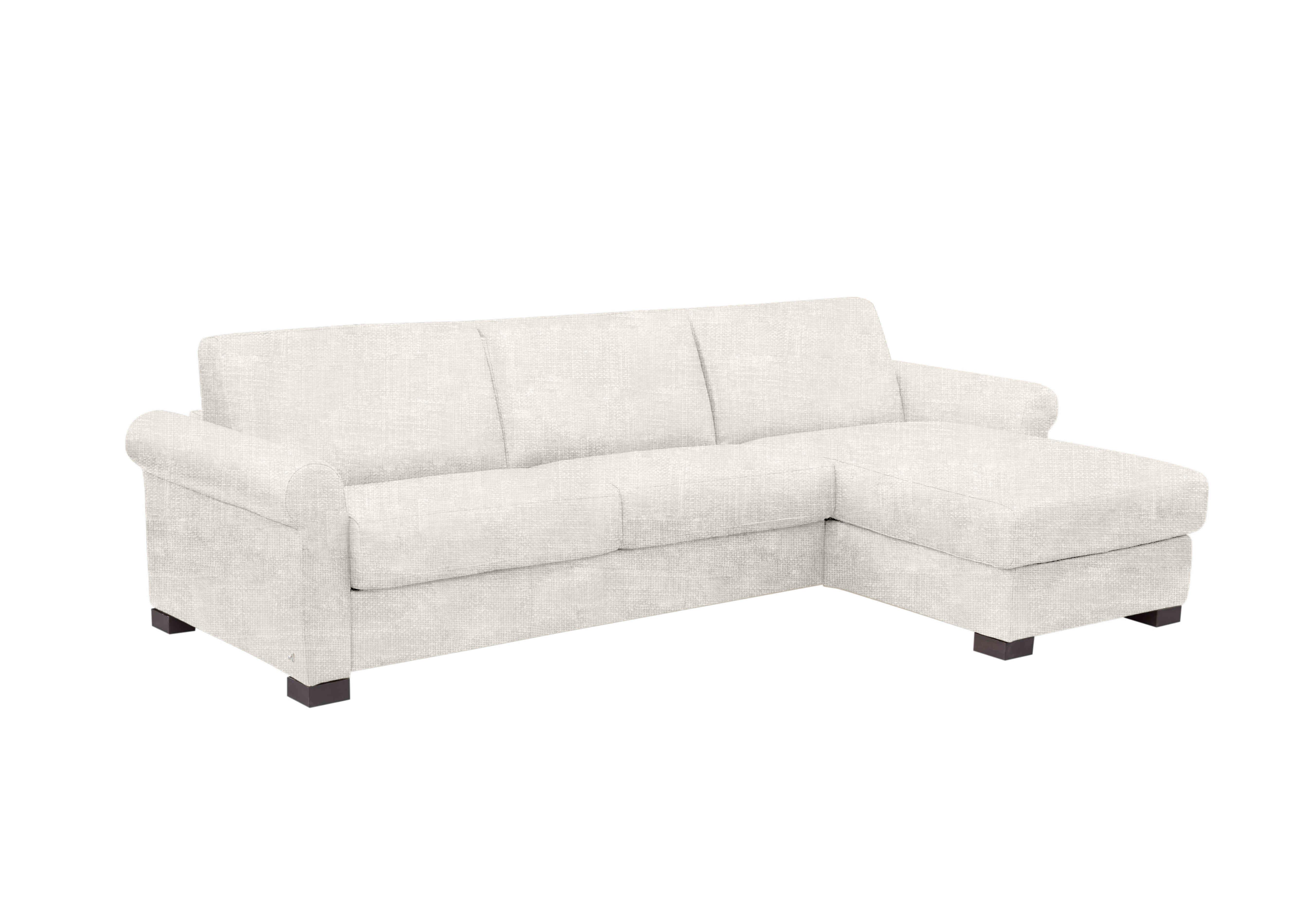 Alcova 3 Seater Fabric Sofa Bed with Storage Chaise with Scroll Arms in Baobab Bianco 500 on Furniture Village