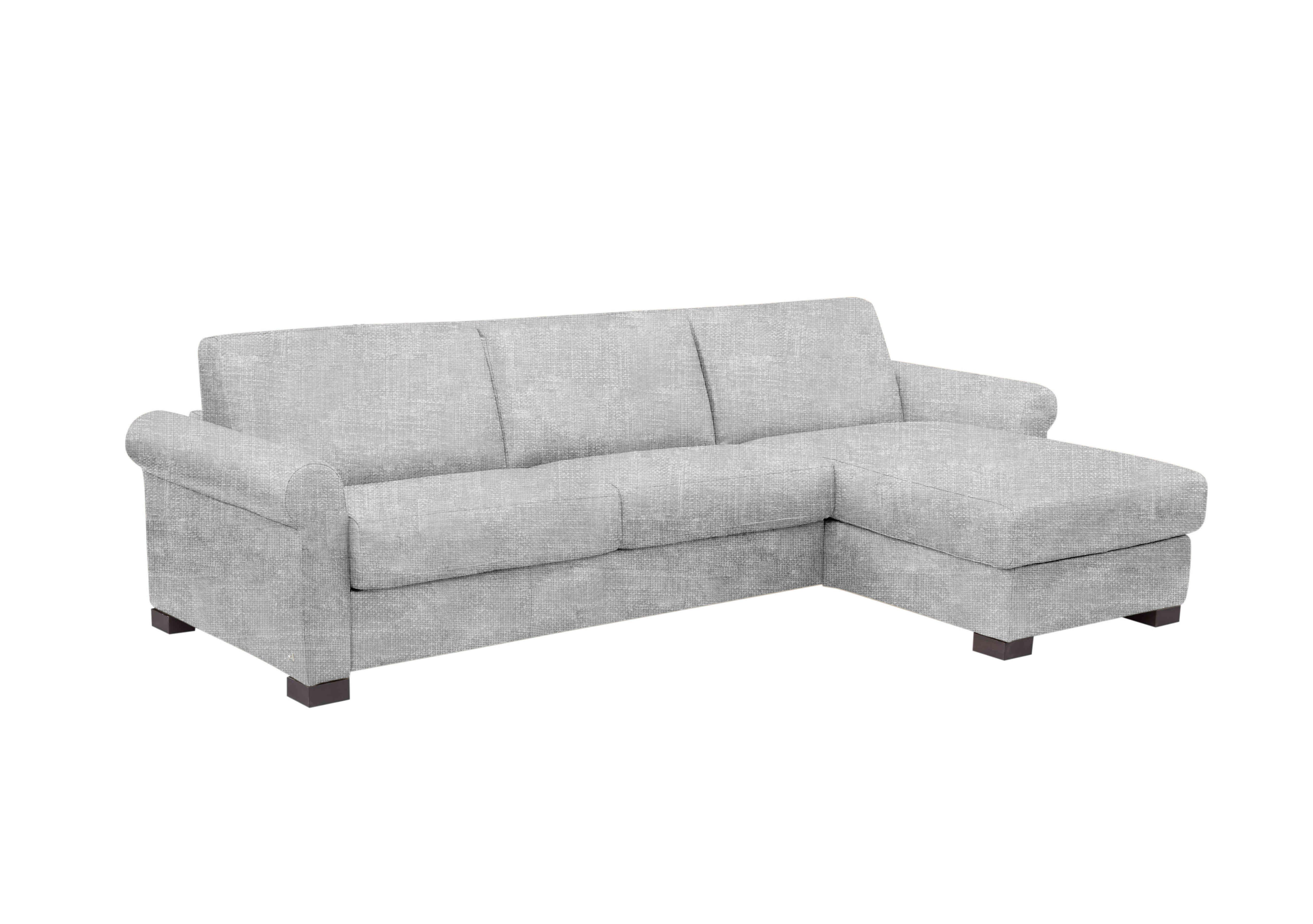 Alcova 3 Seater Fabric Sofa Bed with Storage Chaise with Scroll Arms in Baobab Ghiaccio 516 on Furniture Village
