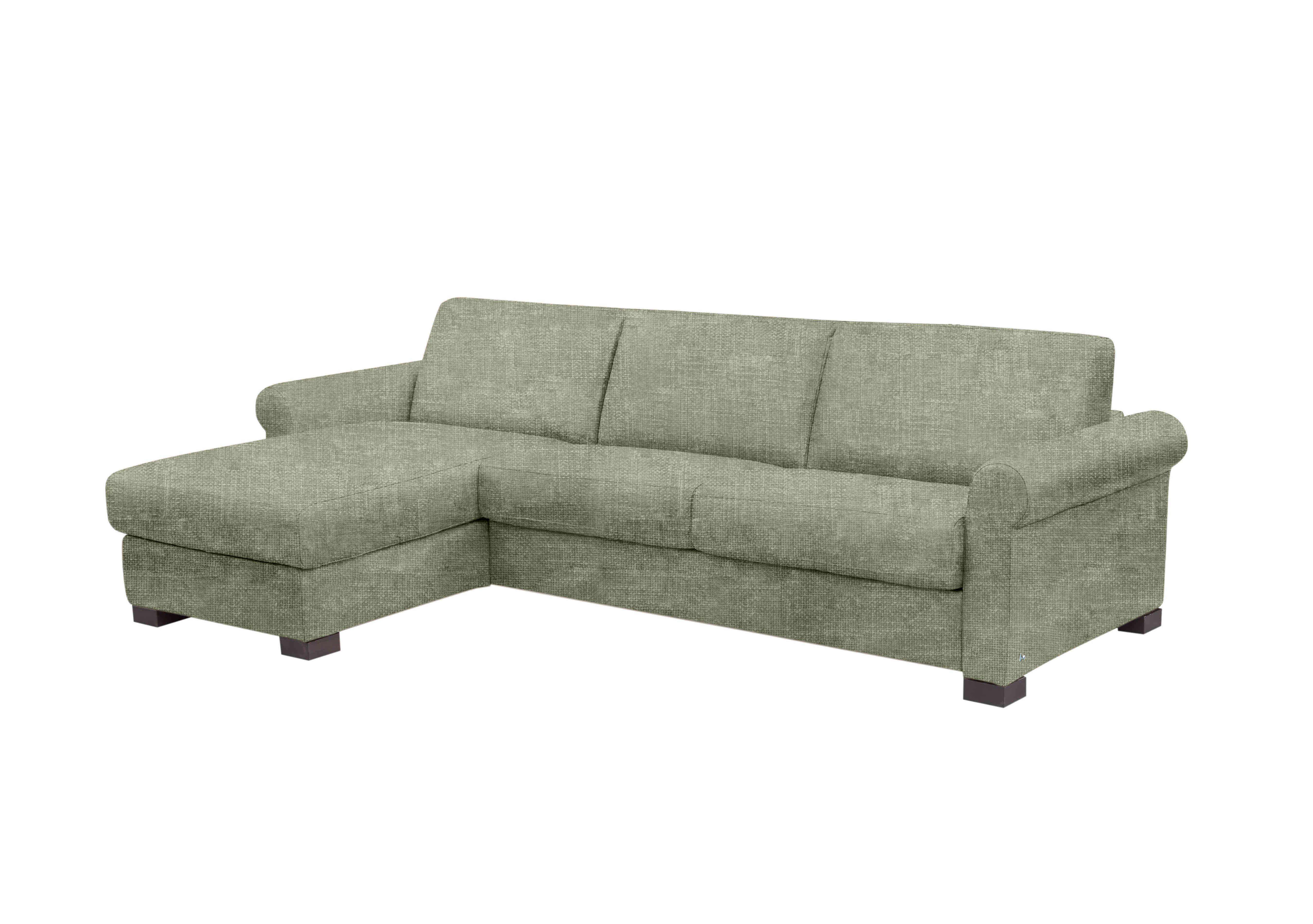 Alcova 3 Seater Fabric Sofa Bed with Storage Chaise with Scroll Arms in Baobab Muschio 538 on Furniture Village