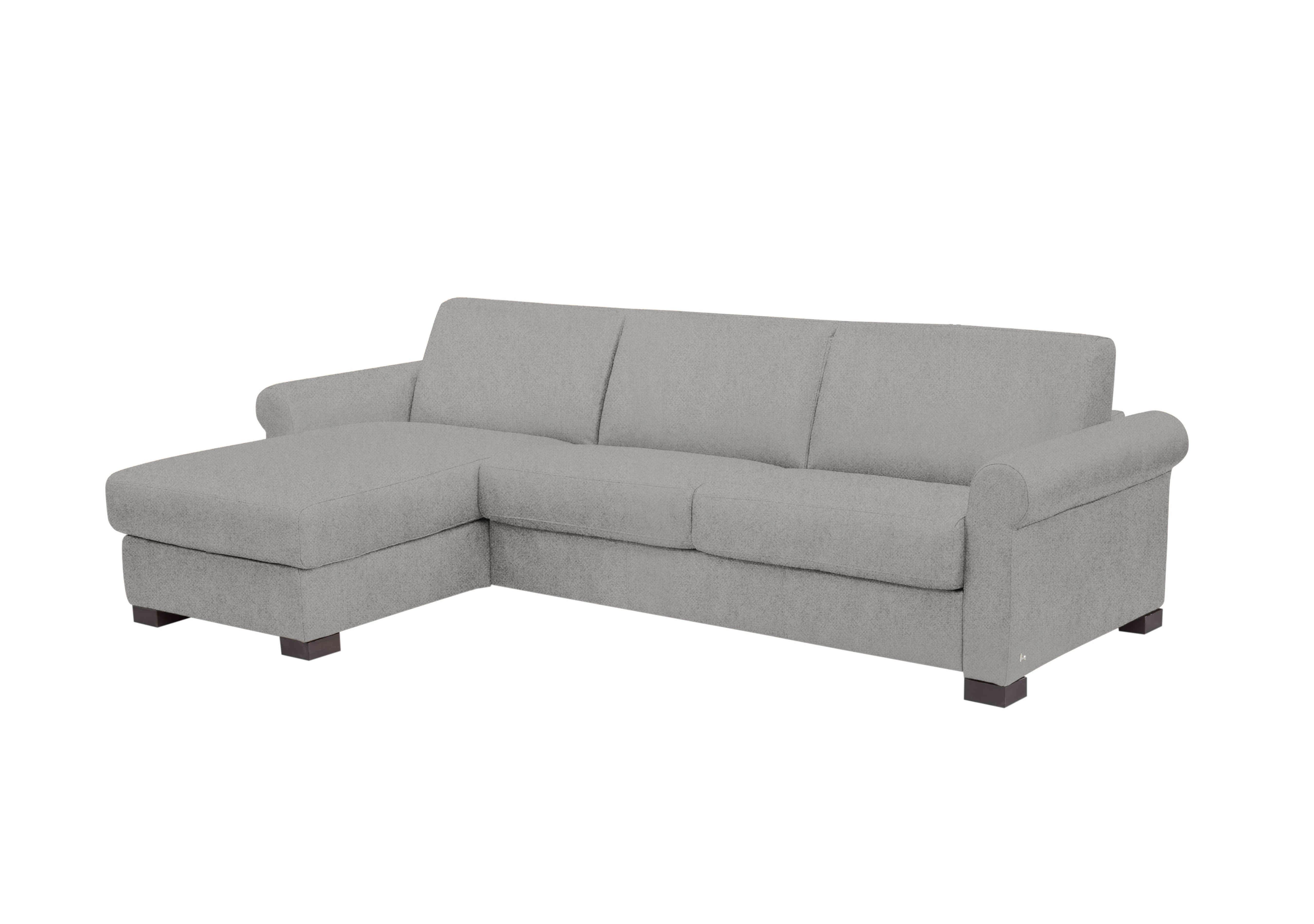 Alcova 3 Seater Fabric Sofa Bed with Storage Chaise with Scroll Arms in Fuente Ash on Furniture Village
