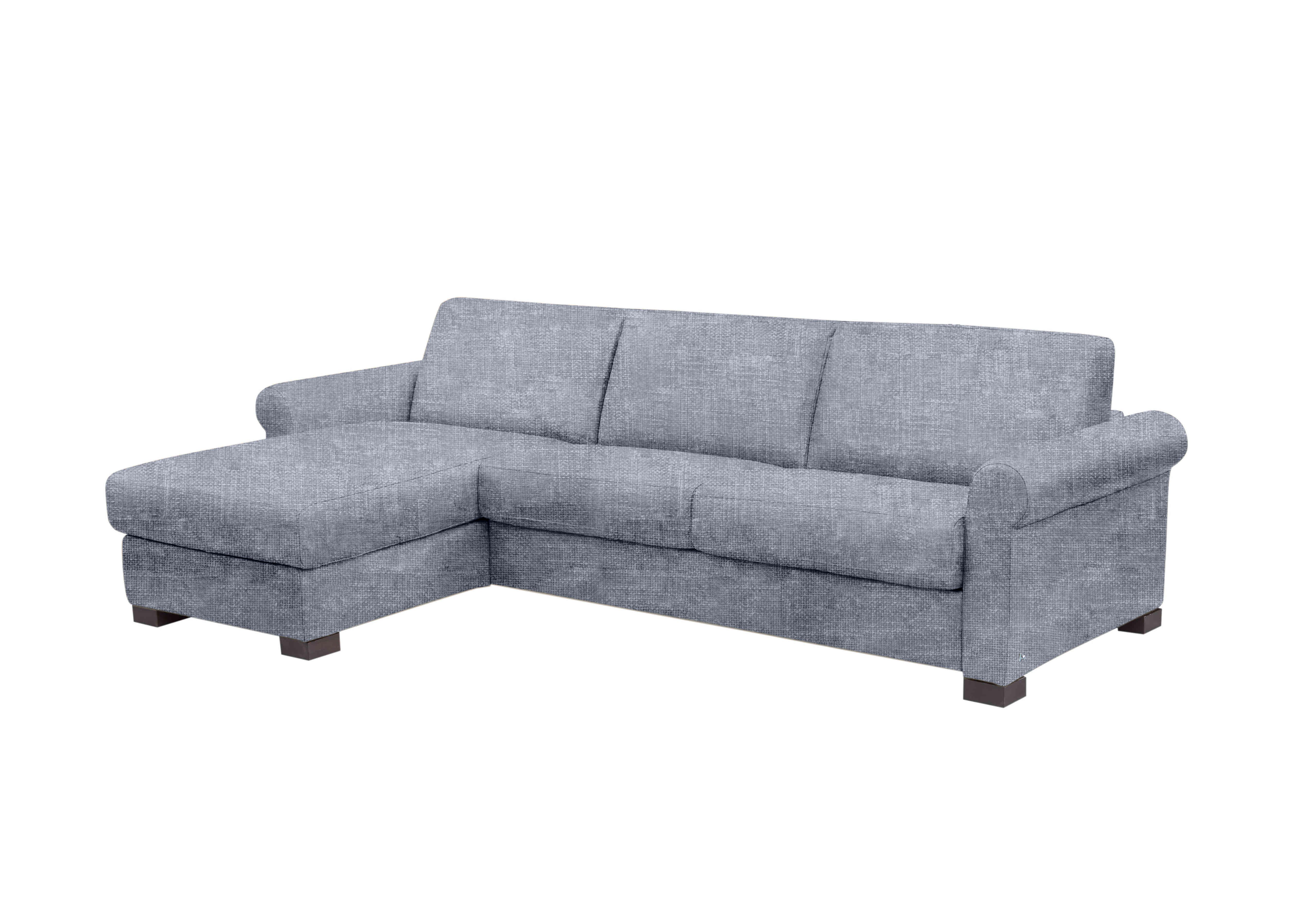 Alcova 3 Seater Fabric Sofa Bed with Storage Chaise with Scroll Arms in Zoia Baby Blue 9396 on Furniture Village