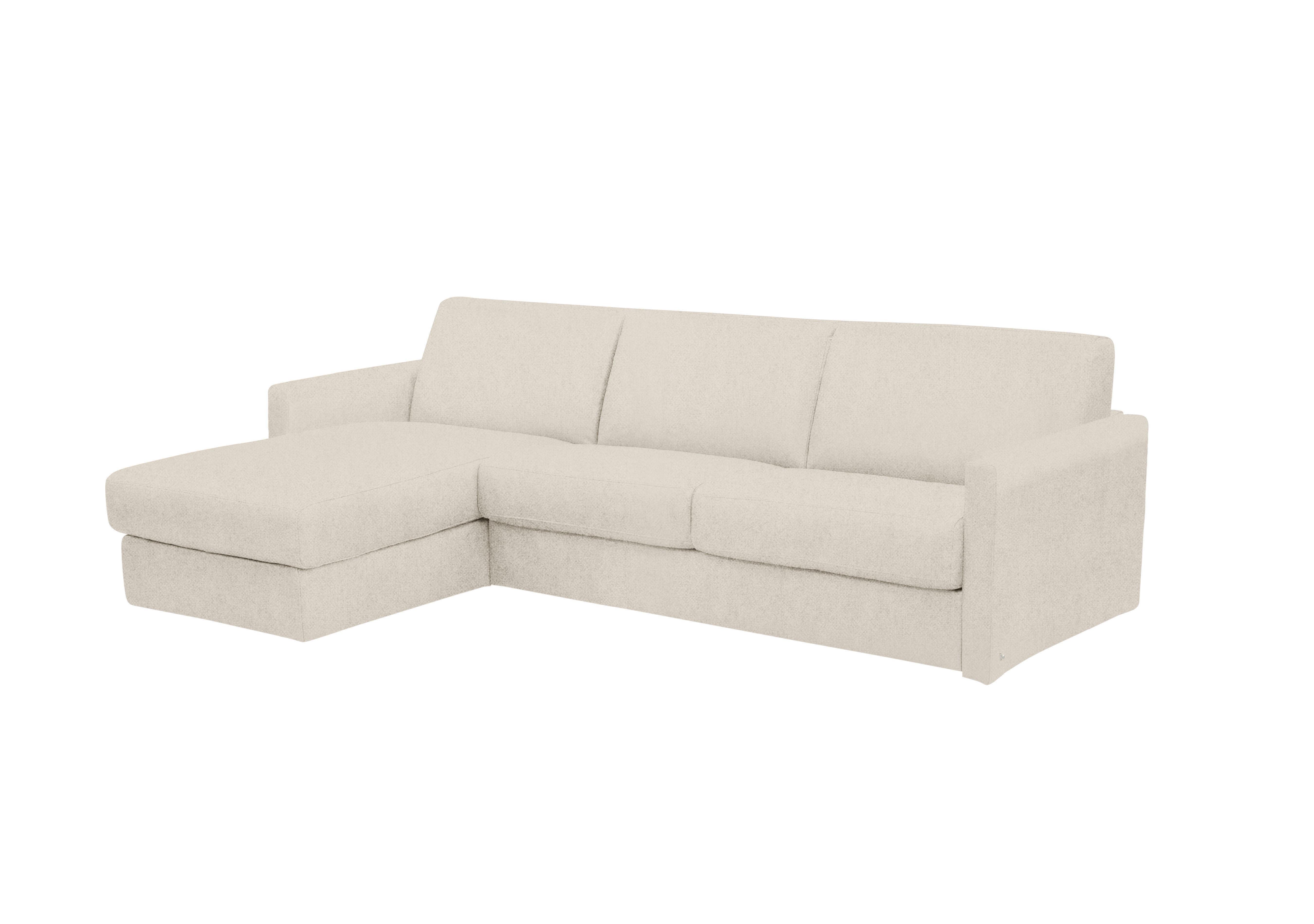 Alcova 3 Seater Fabric Sofa Bed with Storage Chaise with Slim Arms in Fuente Beige on Furniture Village