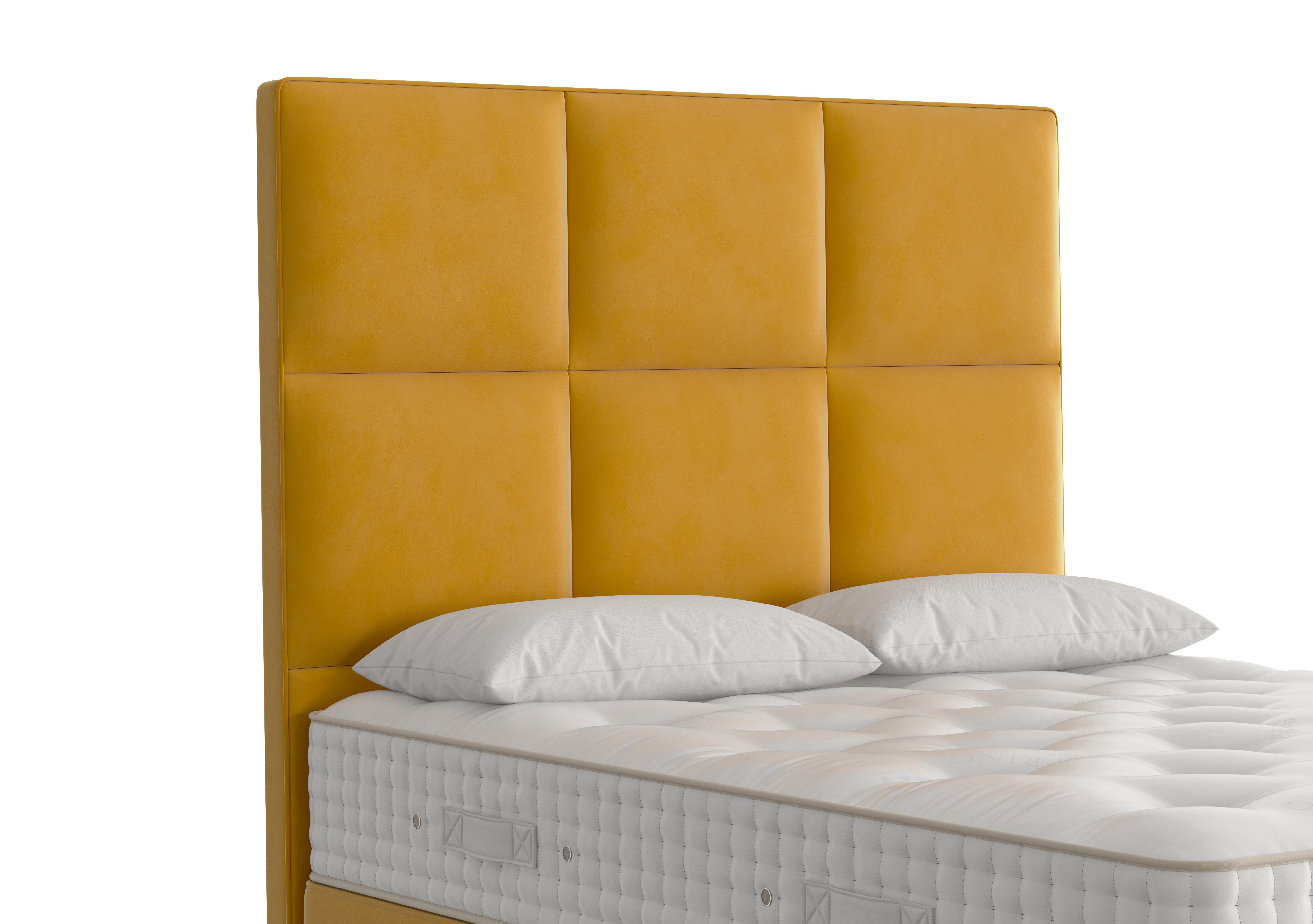 Atlas Floor Standing Headboard in 2112 Plush Saffron on Furniture Village