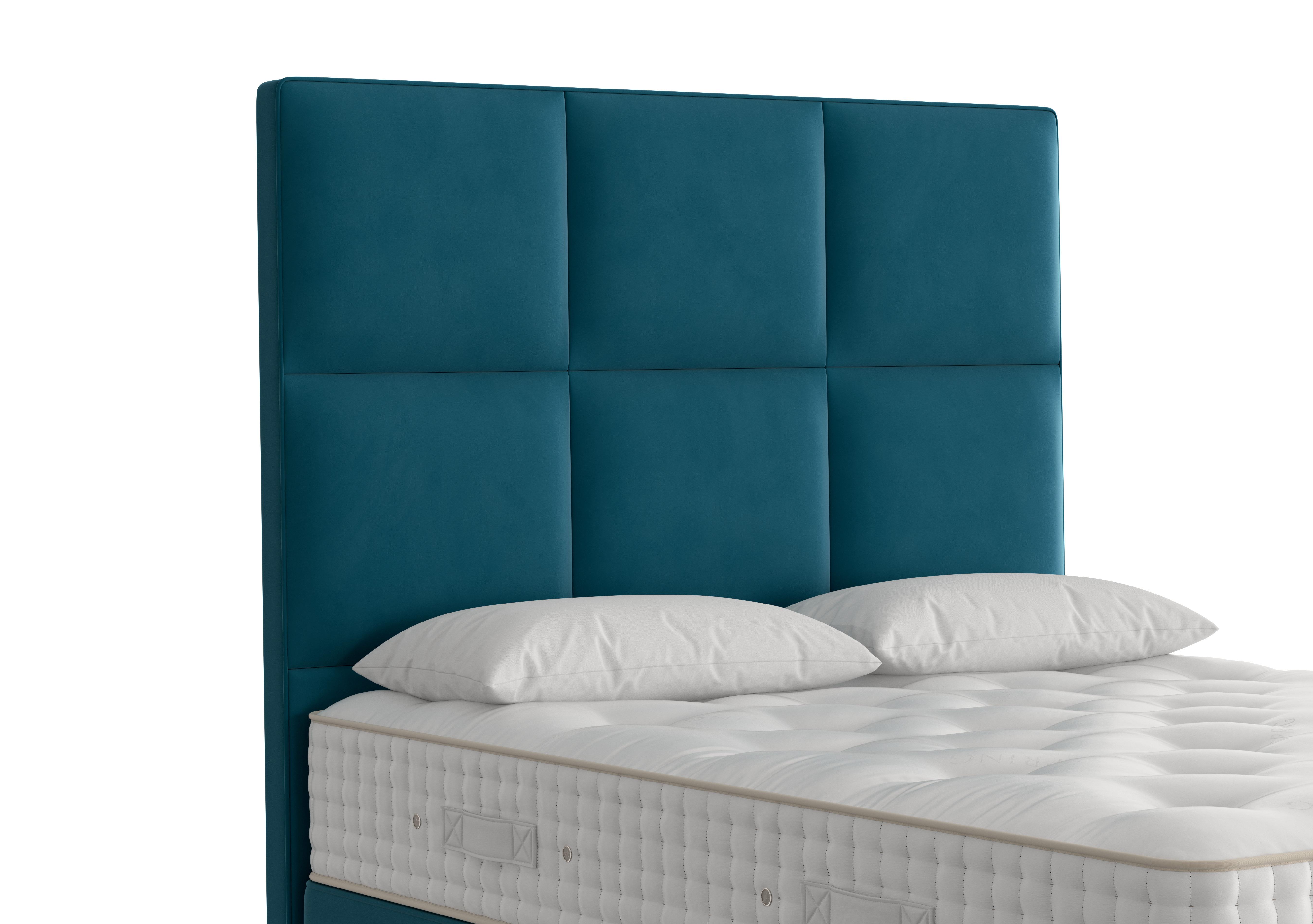 Atlas Floor Standing Headboard in 2114 Plush Teal on Furniture Village