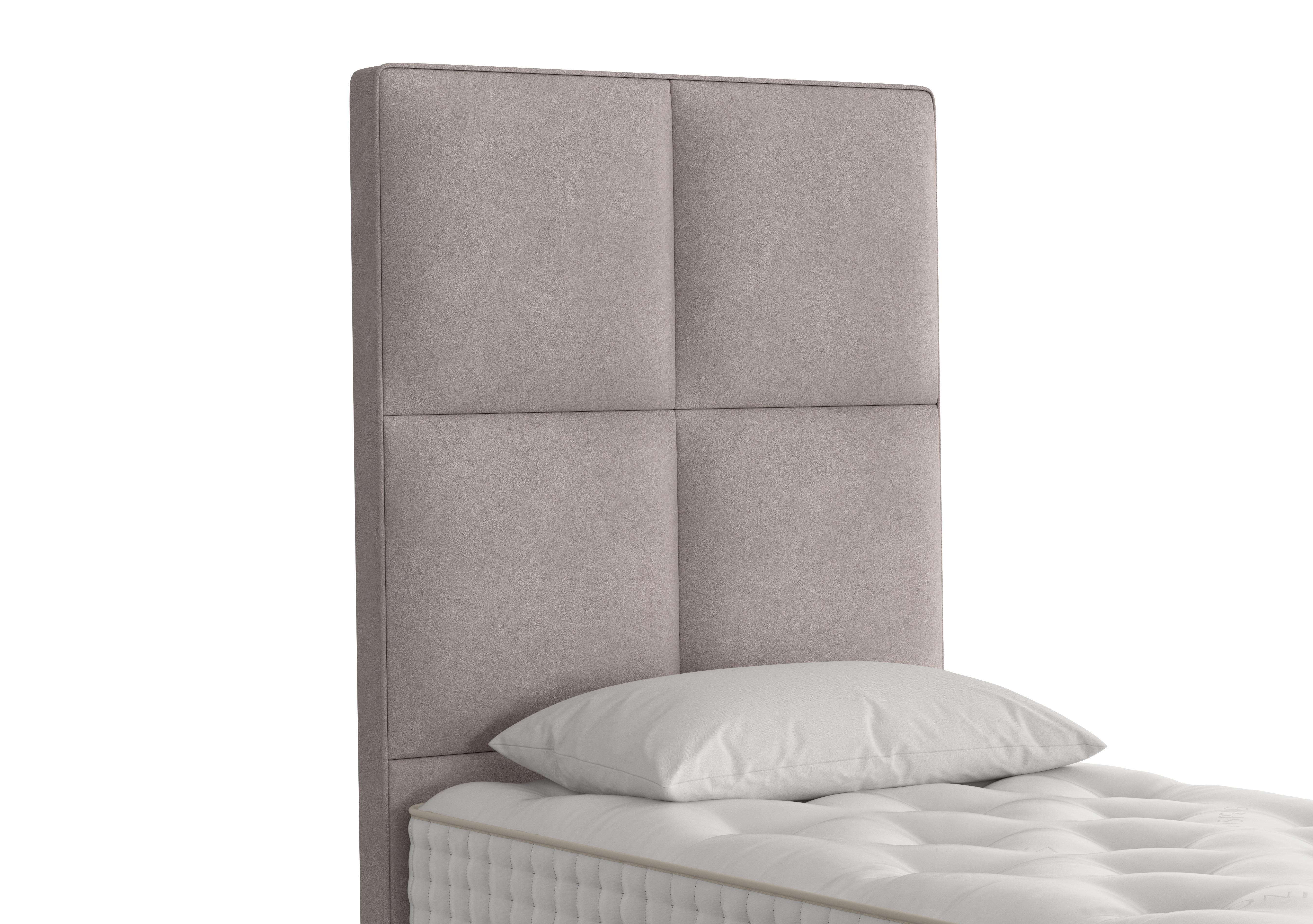 Atlas Floor Standing Headboard in 404 Faux Suede Dove on Furniture Village