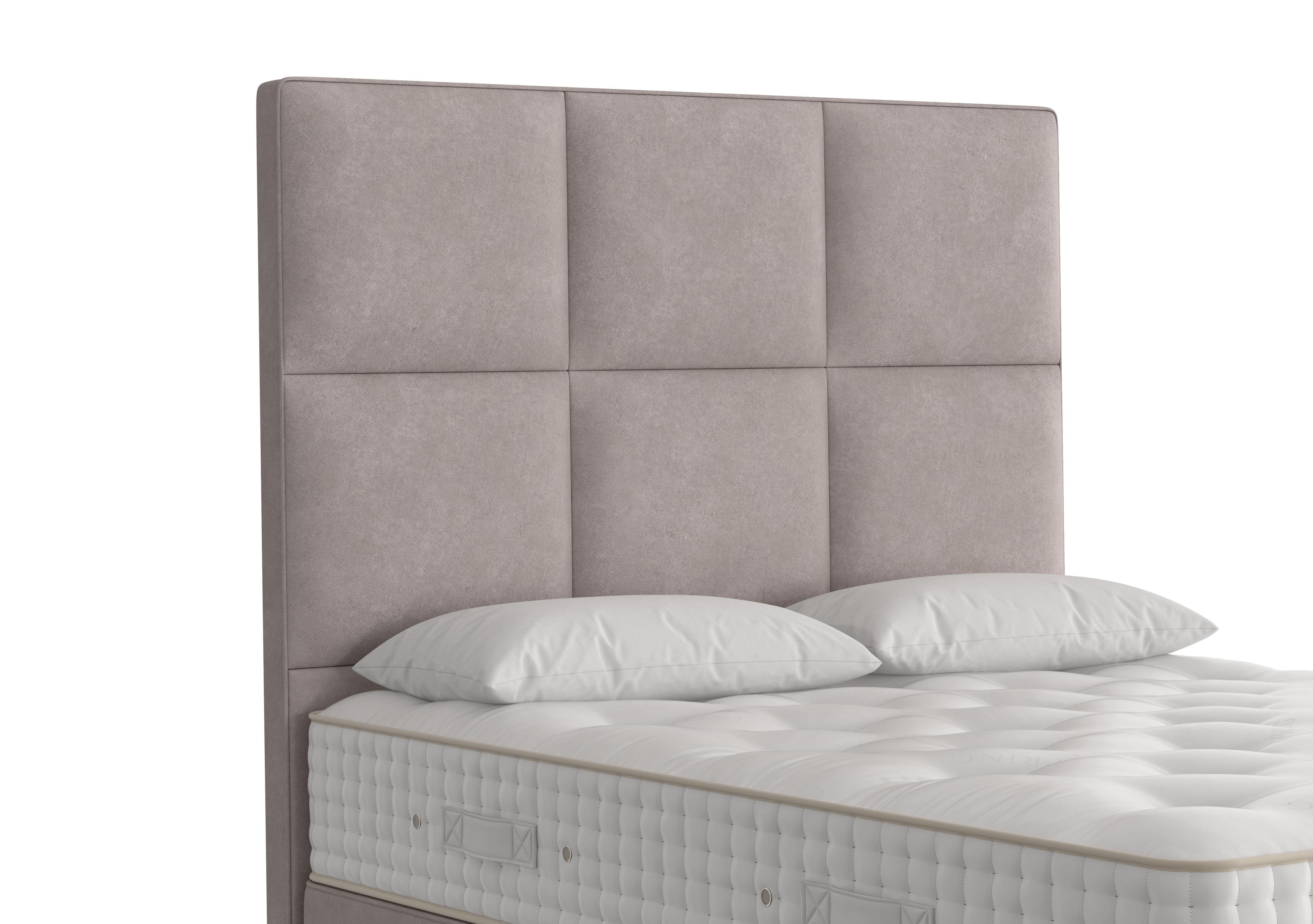 Atlas Floor Standing Headboard in 404 Faux Suede Dove on Furniture Village