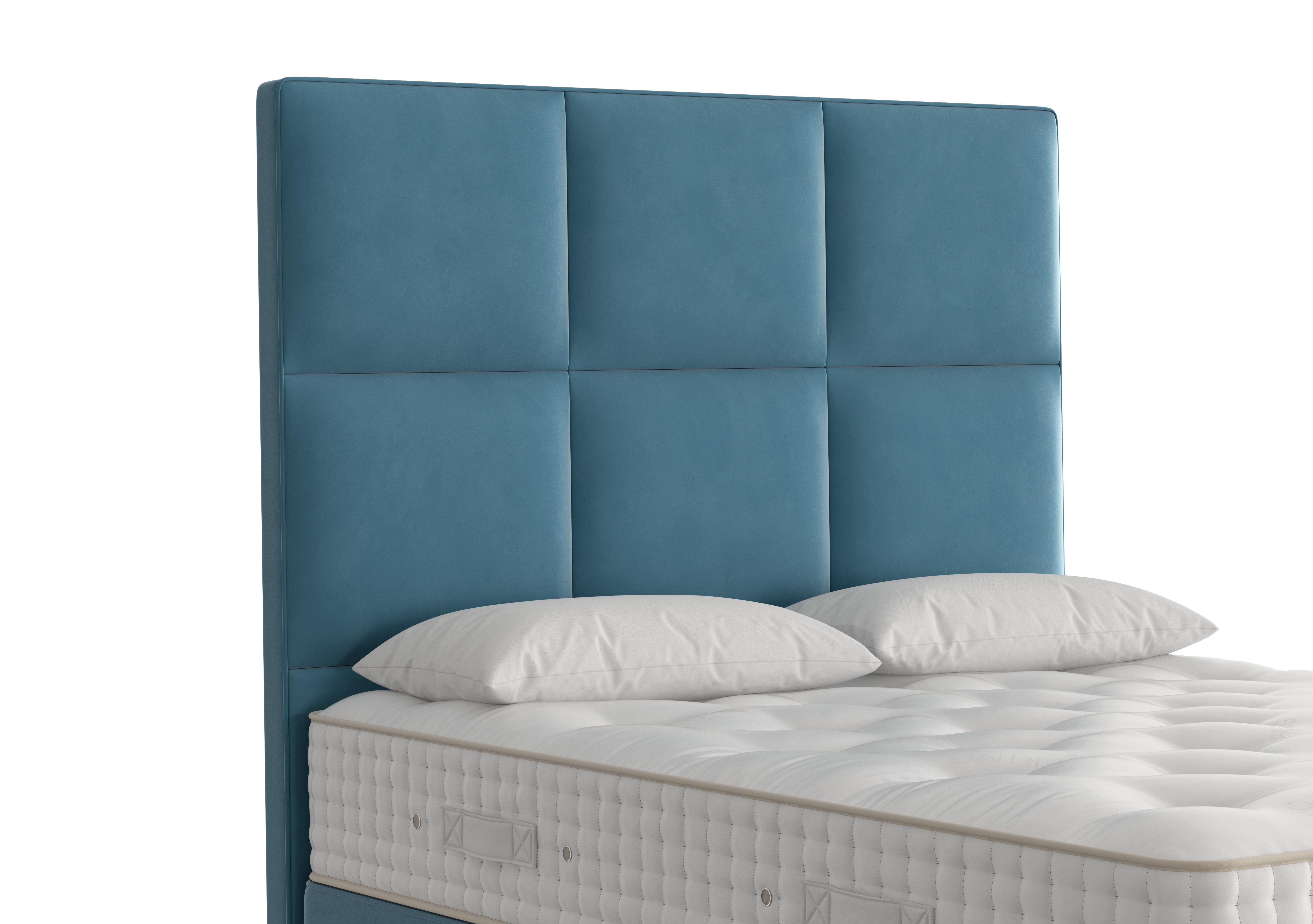 Atlas Floor Standing Headboard in 4042 Plush Velvet Teal on Furniture Village