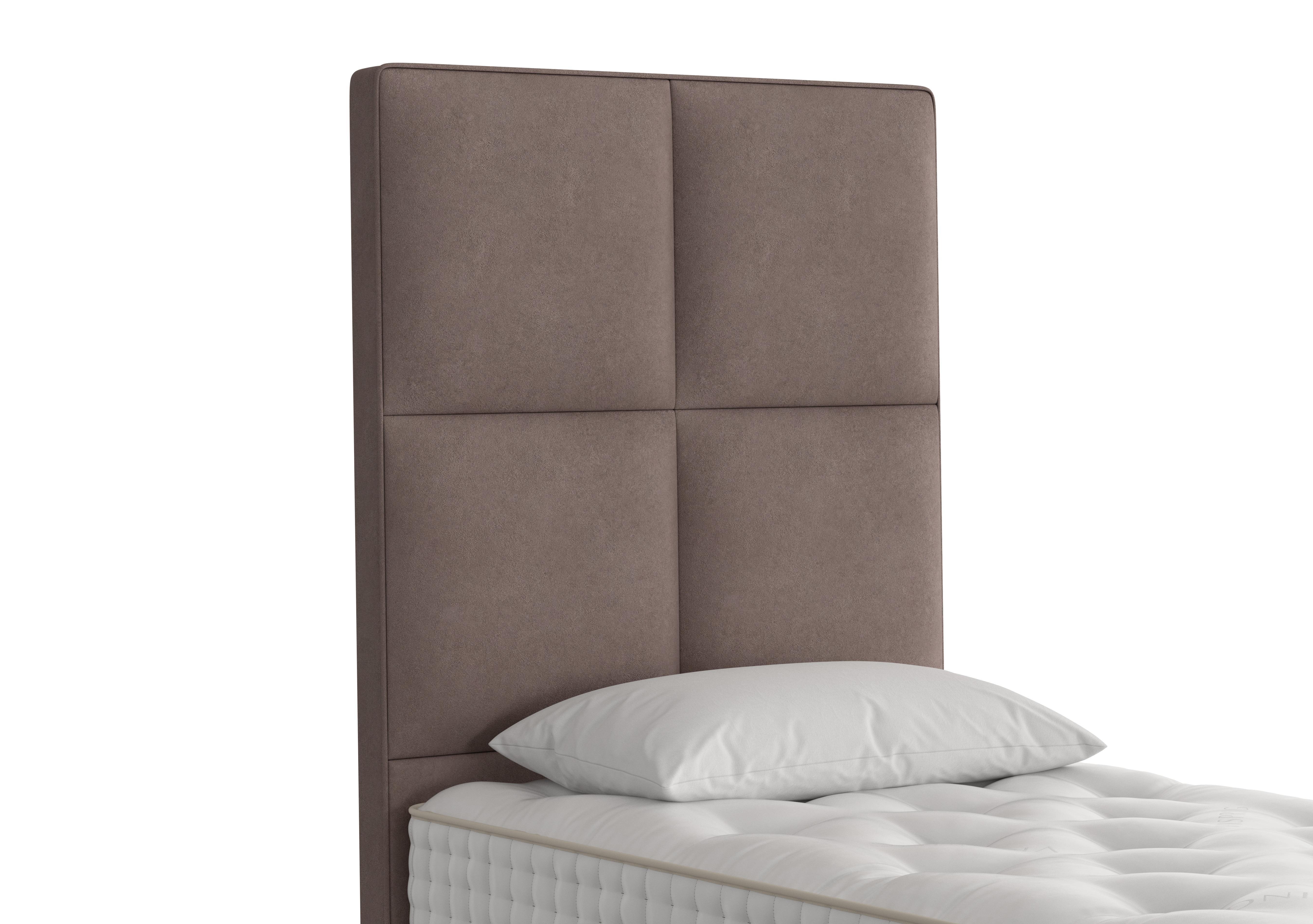 Atlas Floor Standing Headboard in 407 Faux Suede Mocha on Furniture Village