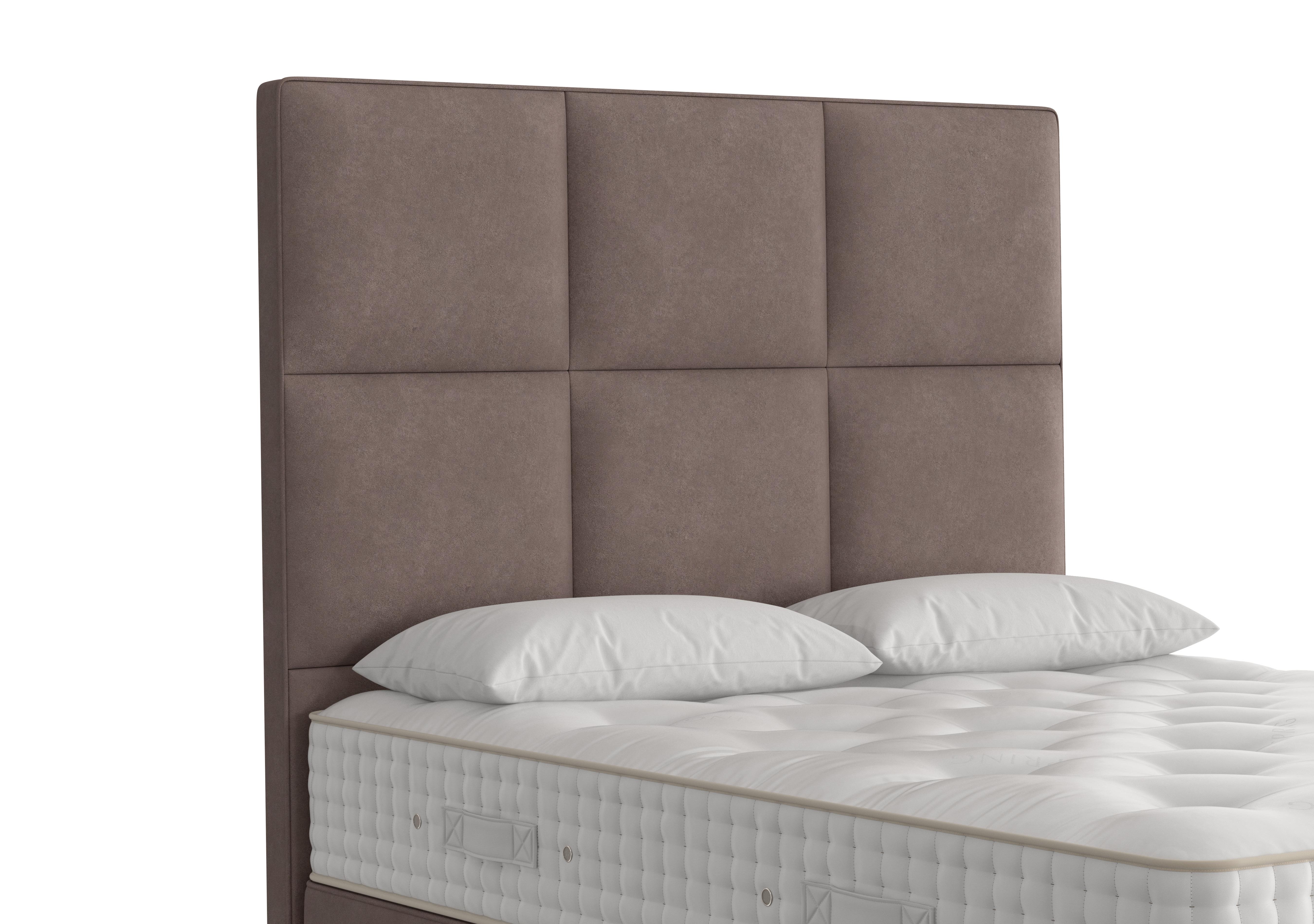 Atlas Floor Standing Headboard in 407 Faux Suede Mocha on Furniture Village