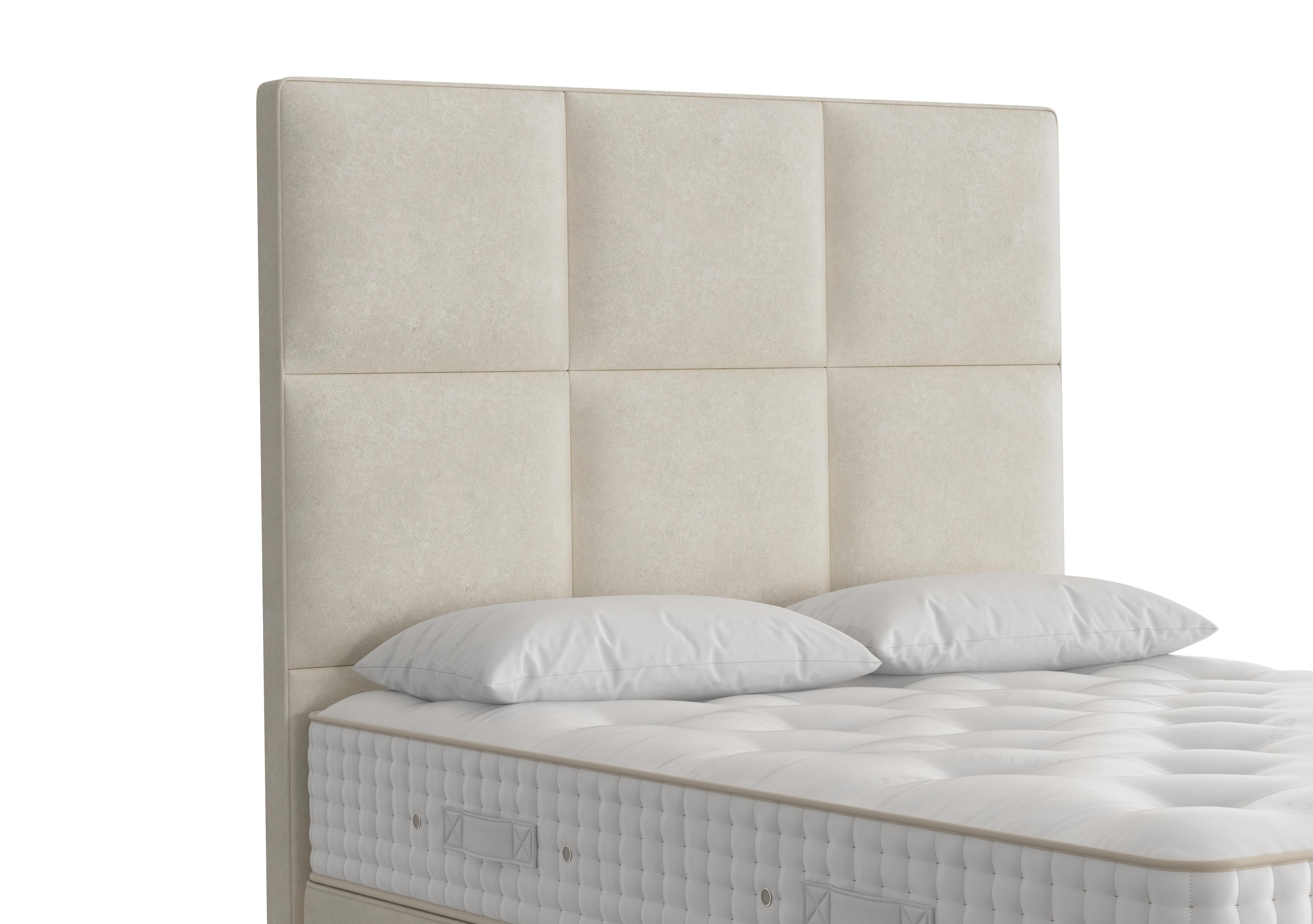 Atlas Floor Standing Headboard in 409 Faux Suede Champagne on Furniture Village