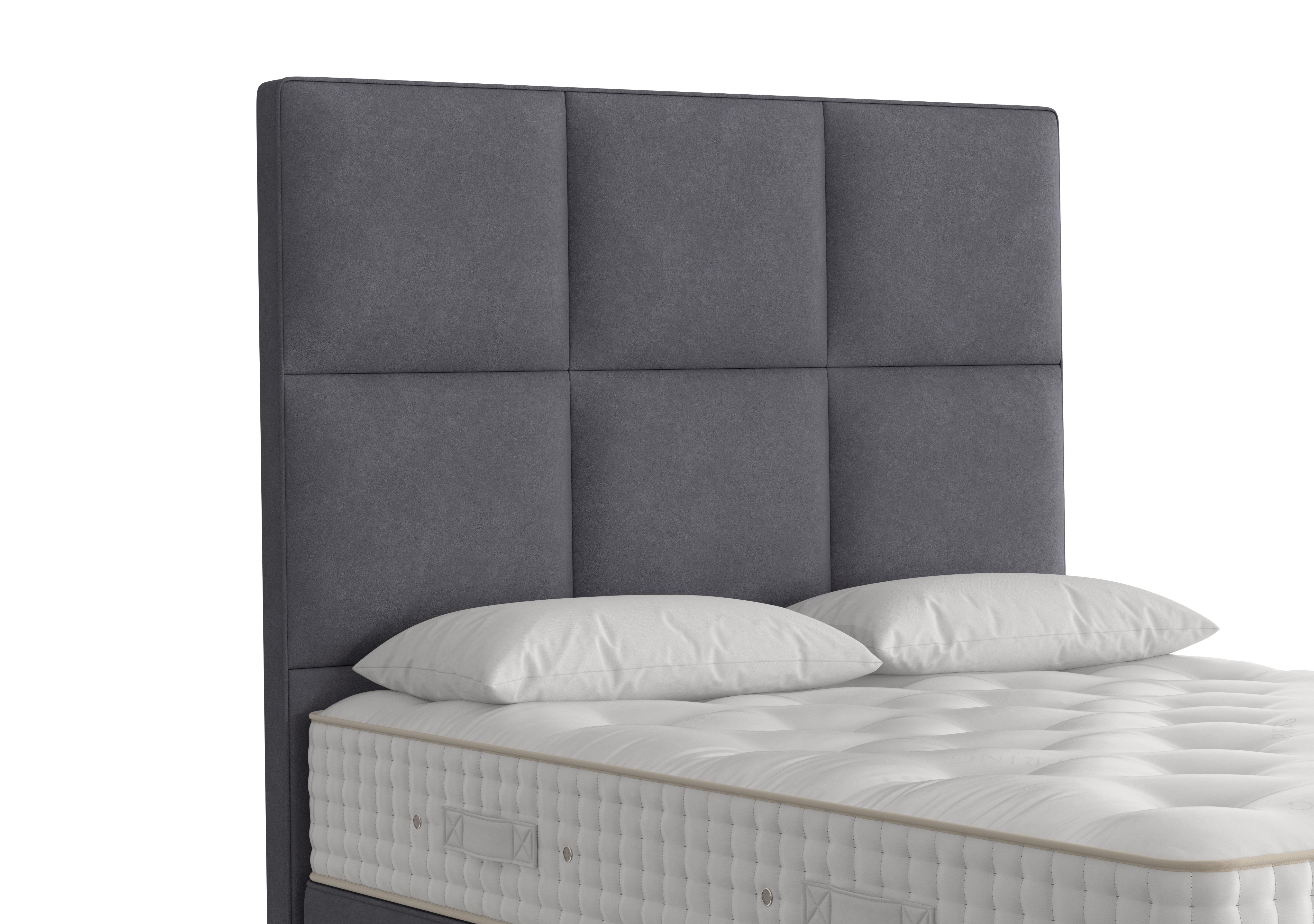 Atlas Floor Standing Headboard in 410 Faux Suede Charcoal on Furniture Village